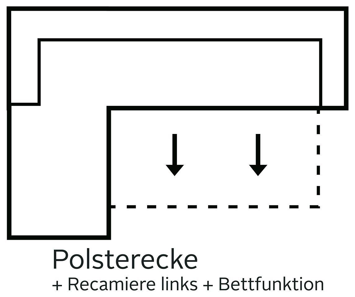 COTTA Ecksofa »Speedway L-Form«, mit Kopfteilverstellung, wahlweise mit Bet günstig online kaufen