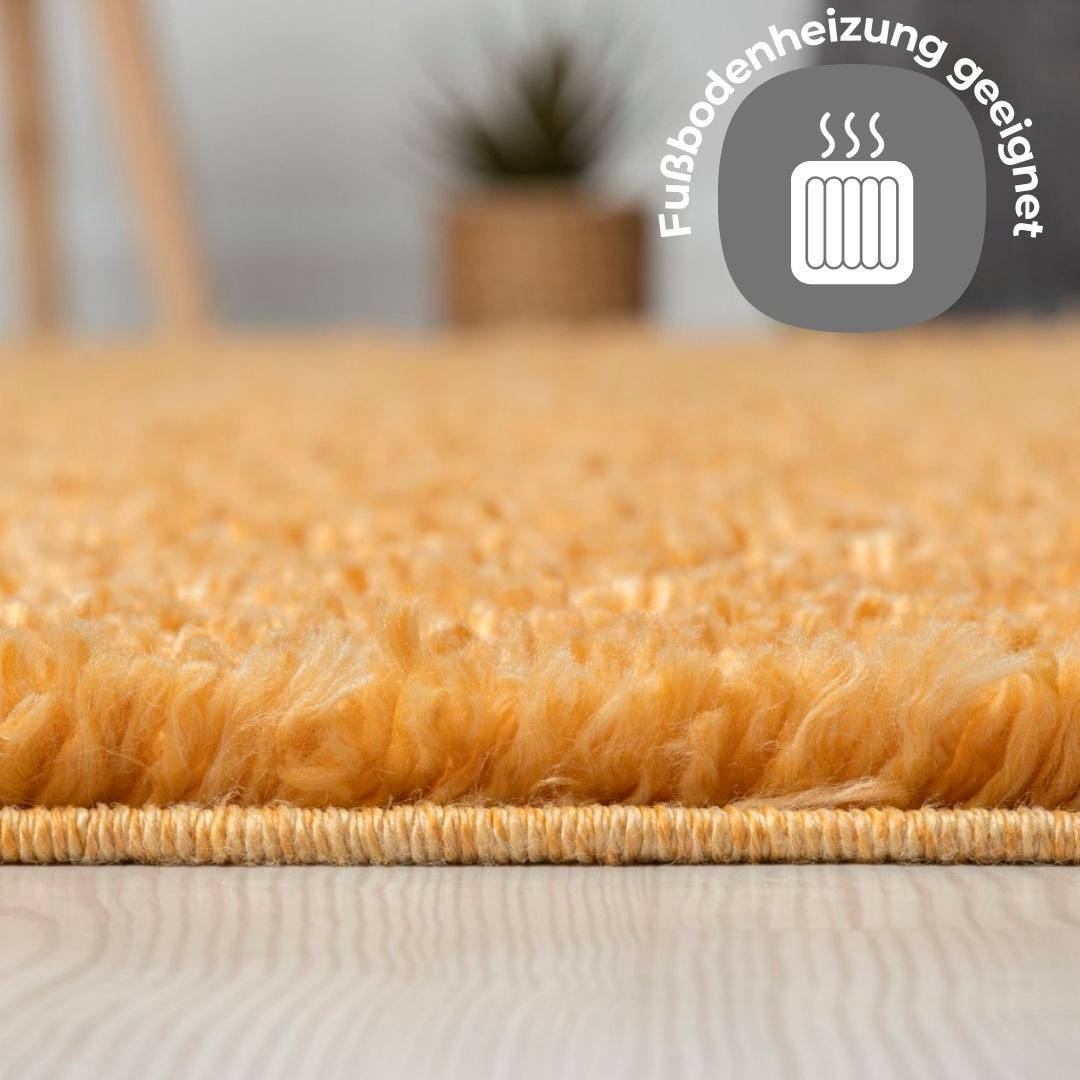 my home Hochflor-Teppich »Banji«, rund, 37 mm Höhe, Uni Farben, weich und flauschig, auch als rechteckig erhältlich