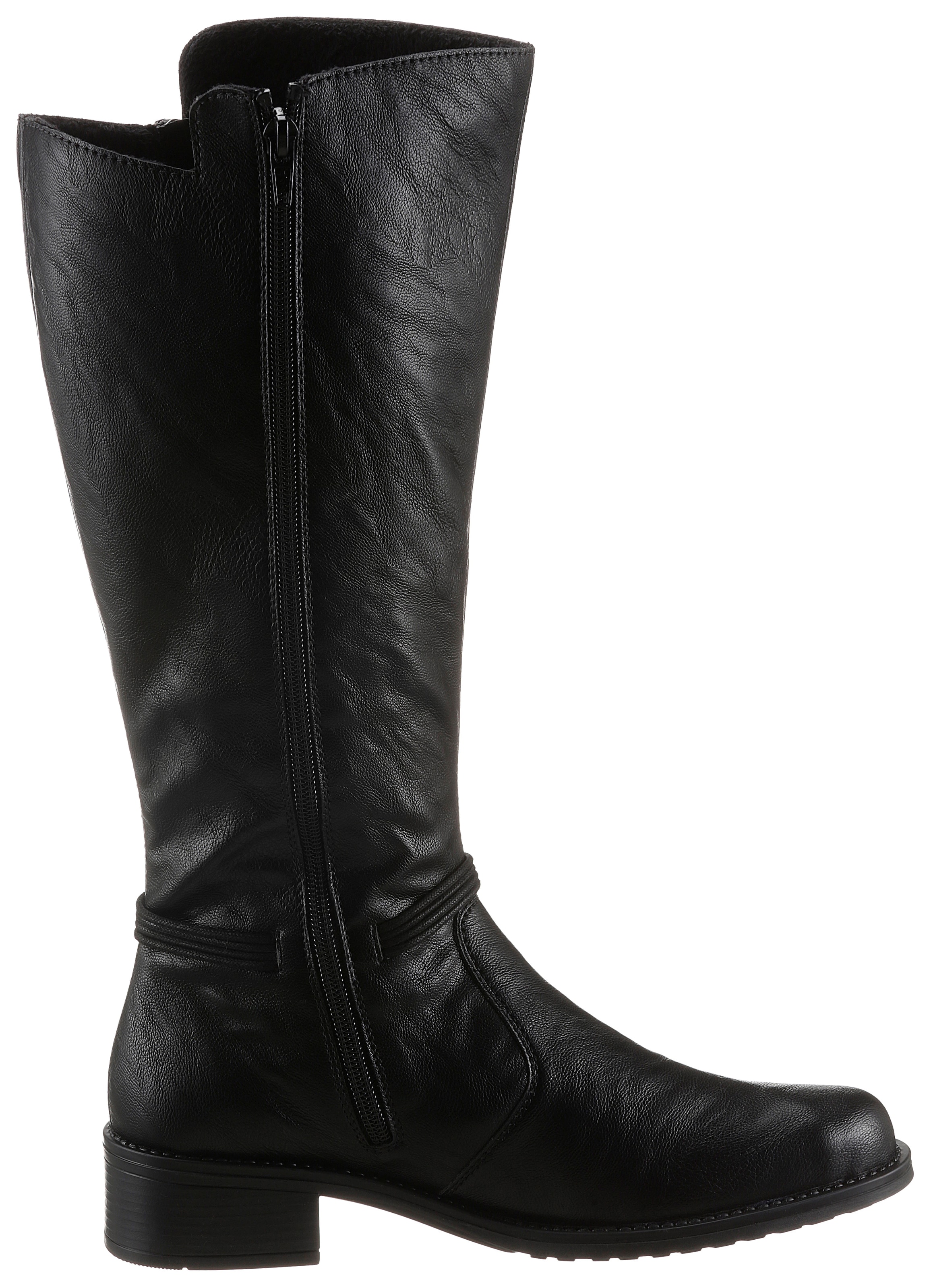 Rieker Reißverschlussstiefel, Langschaftstiefel, Blockabsatz, Vario-Schaft und 2 Reißverschlüssen