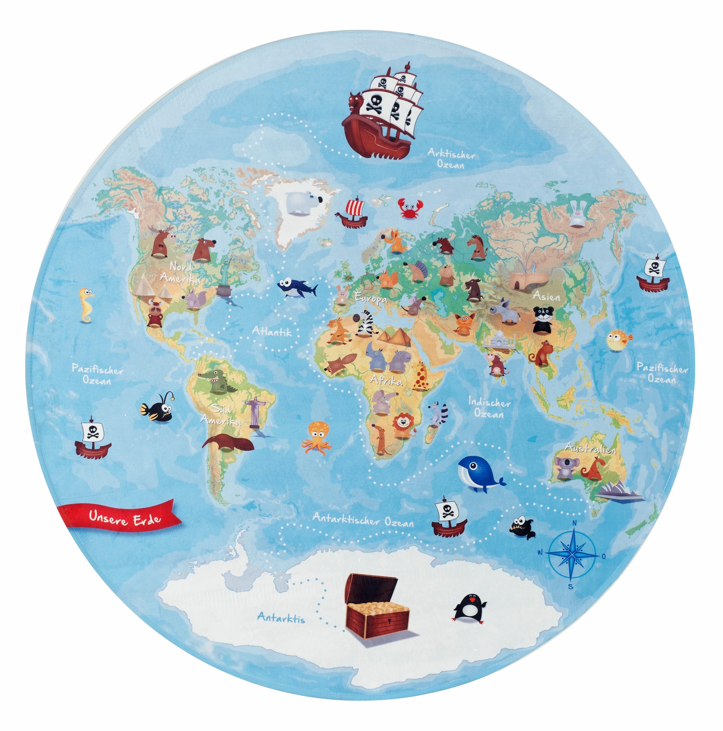Böing Carpet Kinderteppich »Lovely Kids 413«, rund, Motiv Weltkarte bequem  und schnell bestellen