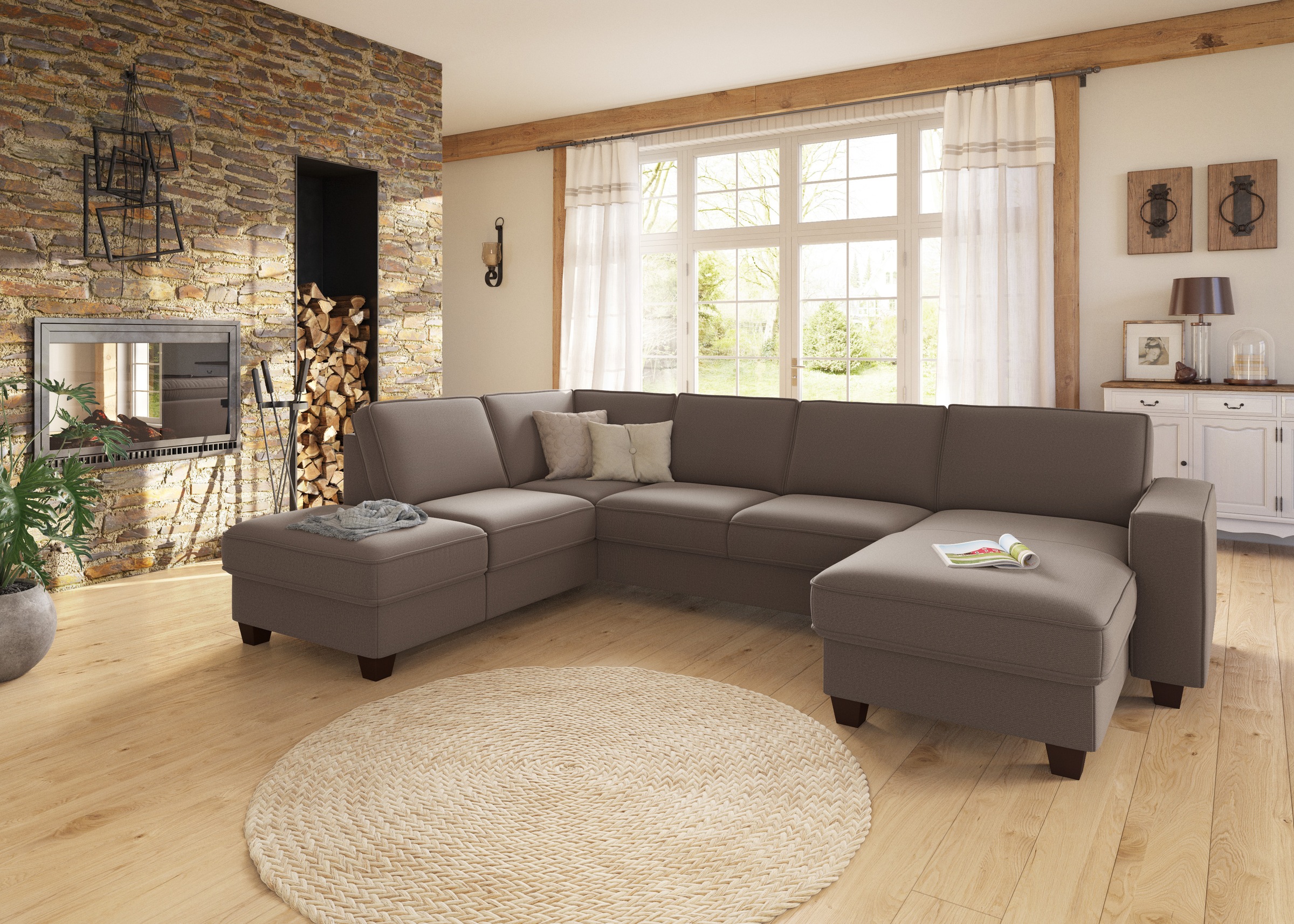 Home affaire Wohnlandschaft »County U-Form« wahlweise Ottomane links oder r günstig online kaufen