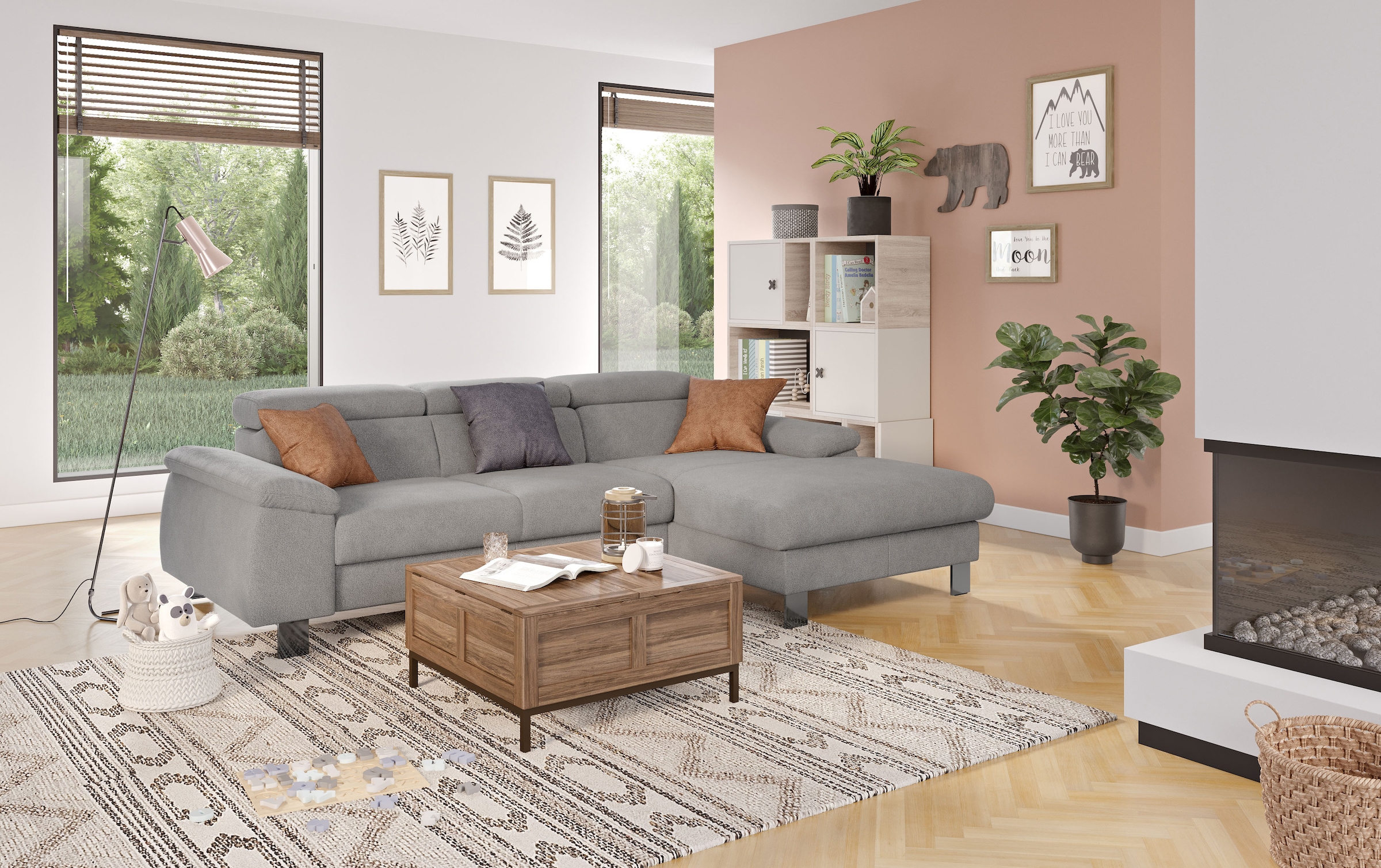 COTTA Ecksofa »Komaris L-Form, B: 244 cm« mit Kopfteilverstellung, optional günstig online kaufen