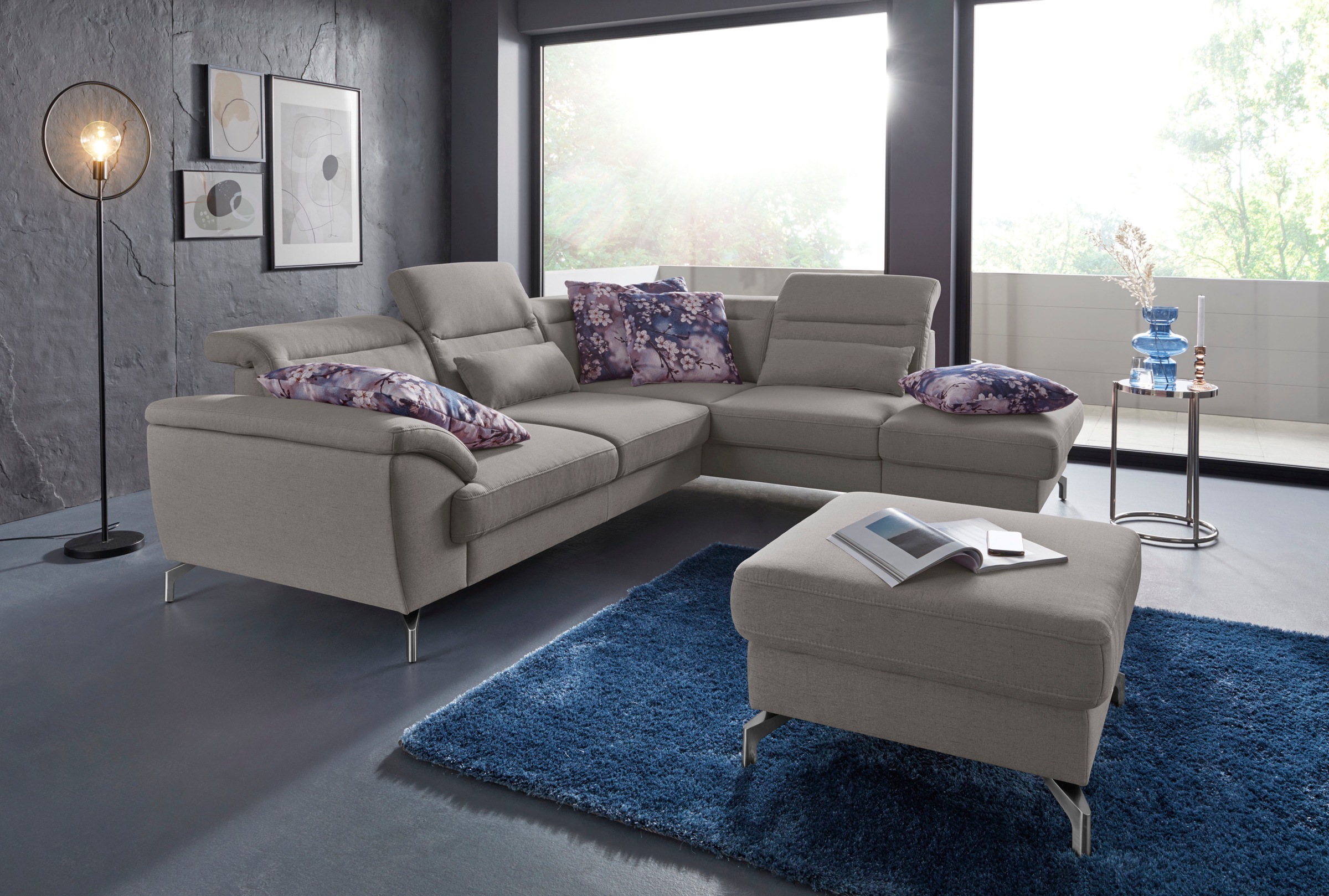 sit&more Ecksofa »Percy L-Form« 12 cm Fußhöhe, Sitztiefenverstellung, wahlw günstig online kaufen