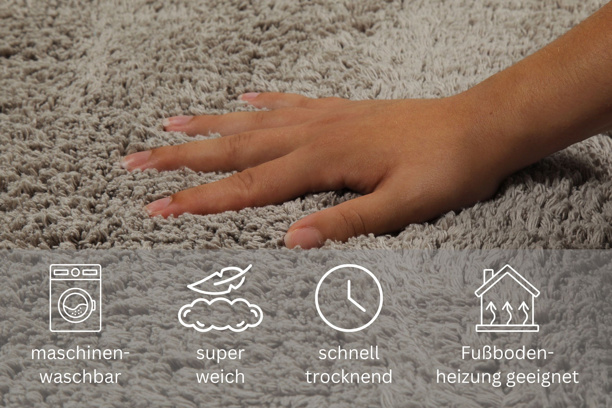 my home Badematte »Kian«, fußbodenheizungsgeeignet, Badvorleger, Badteppich aus 100%Baumwolle, weich, waschbar, saugfähig