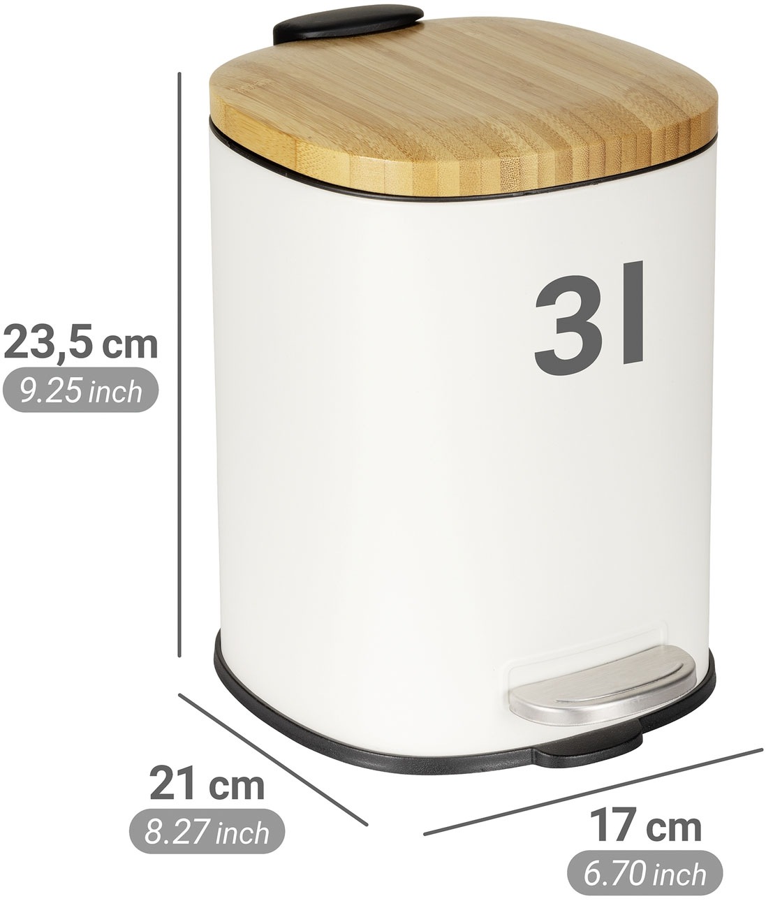 WENKO Kosmetikeimer »Fianema« fürs Badezimmer, Easy-Close-Mechanik, Inneneimer: 3 L