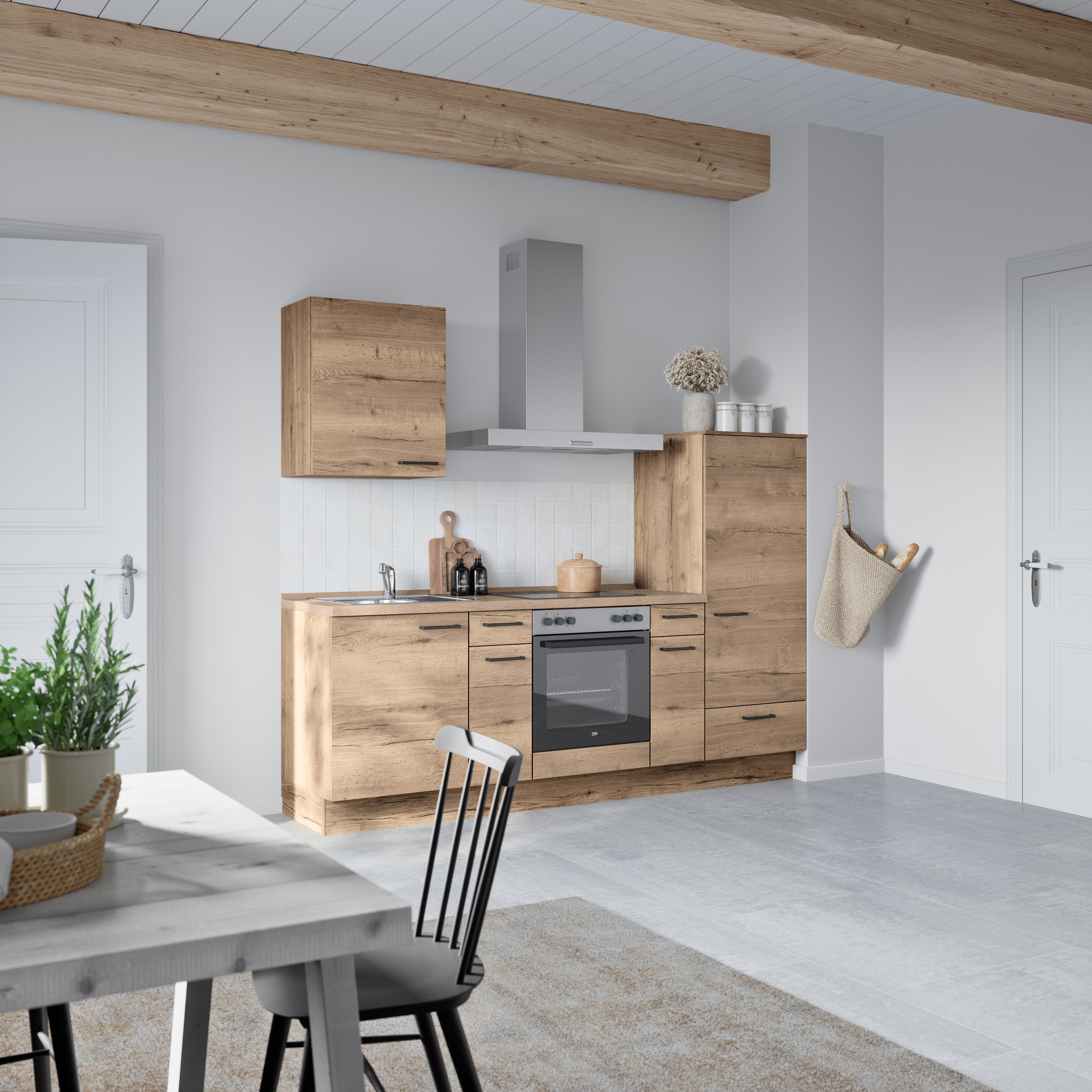 nobilia® Küchenzeile »"Structura I"« vormontiert, Ausrichtung wählbar, Breite 240 cm, wahlw. mit E-Geräten