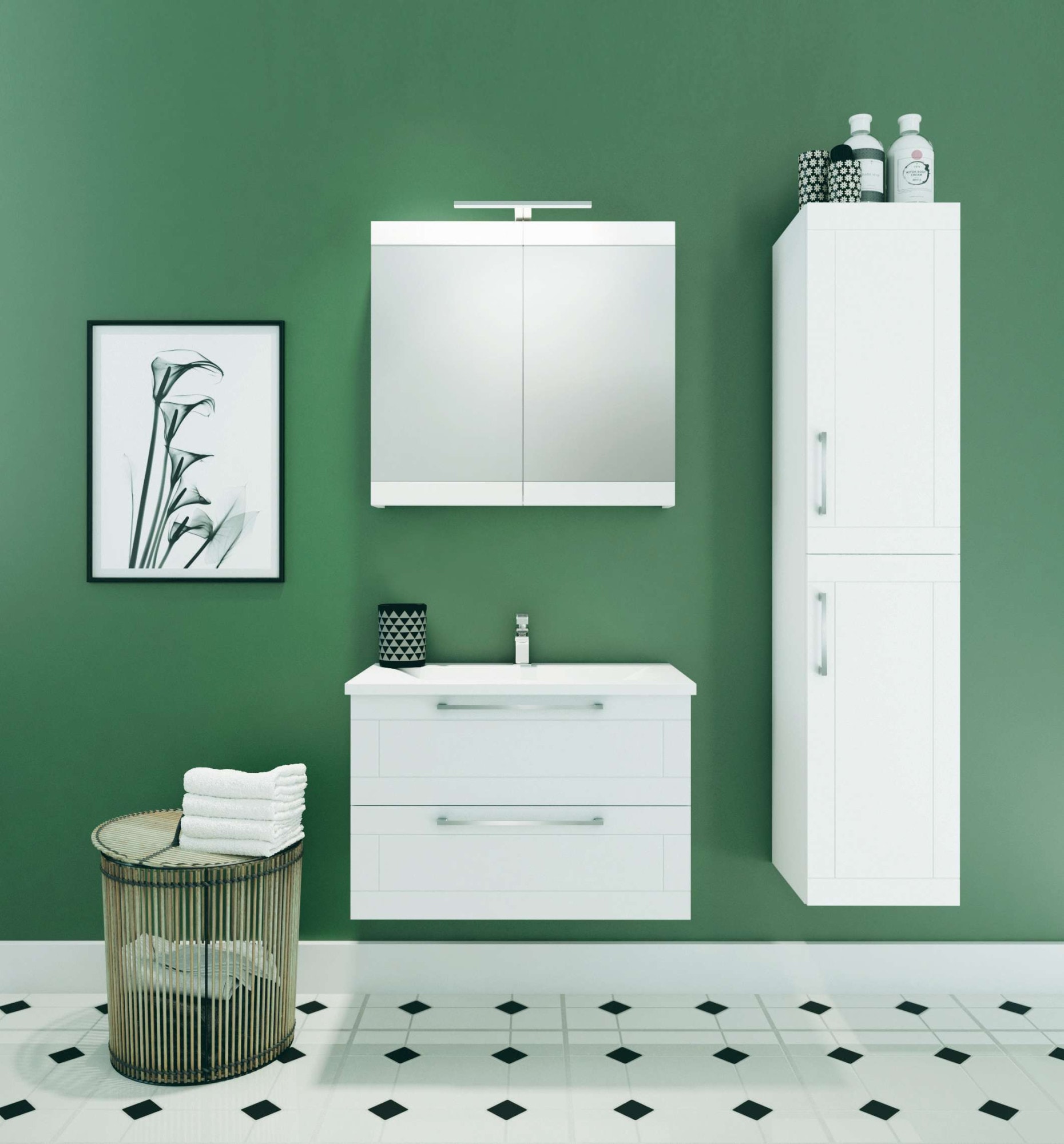 welltime Badezimmerspiegelschrank »Serena Retro«, FSC®-zertifiziertes Material, Breite 61,5 cm, mit LED-Beleuchtung
