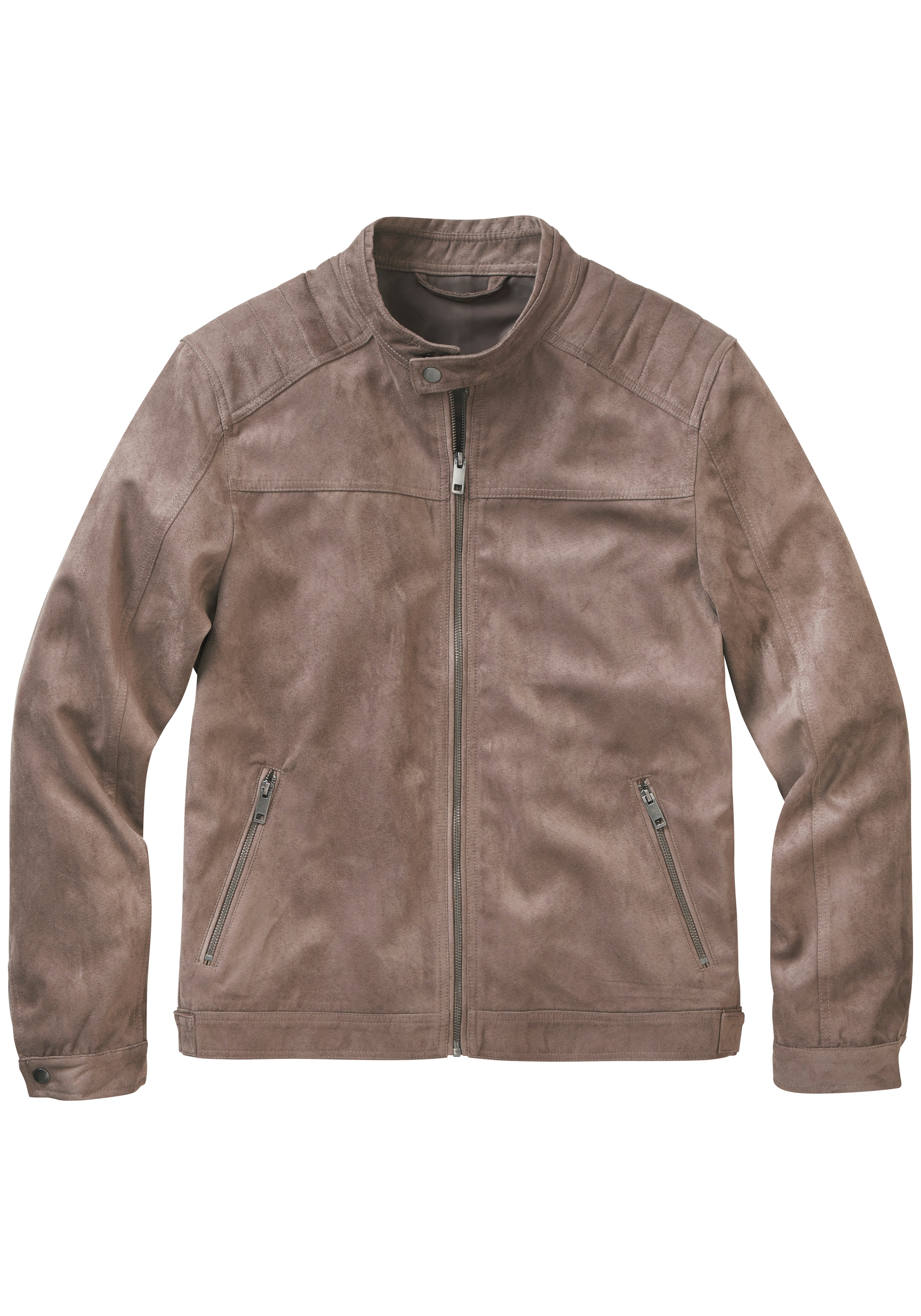 John Devin Bikerjacke », Übergangsjacke in Veloursleder-Optik bis Größe 5XL« Schultern mit typischer Absteppung