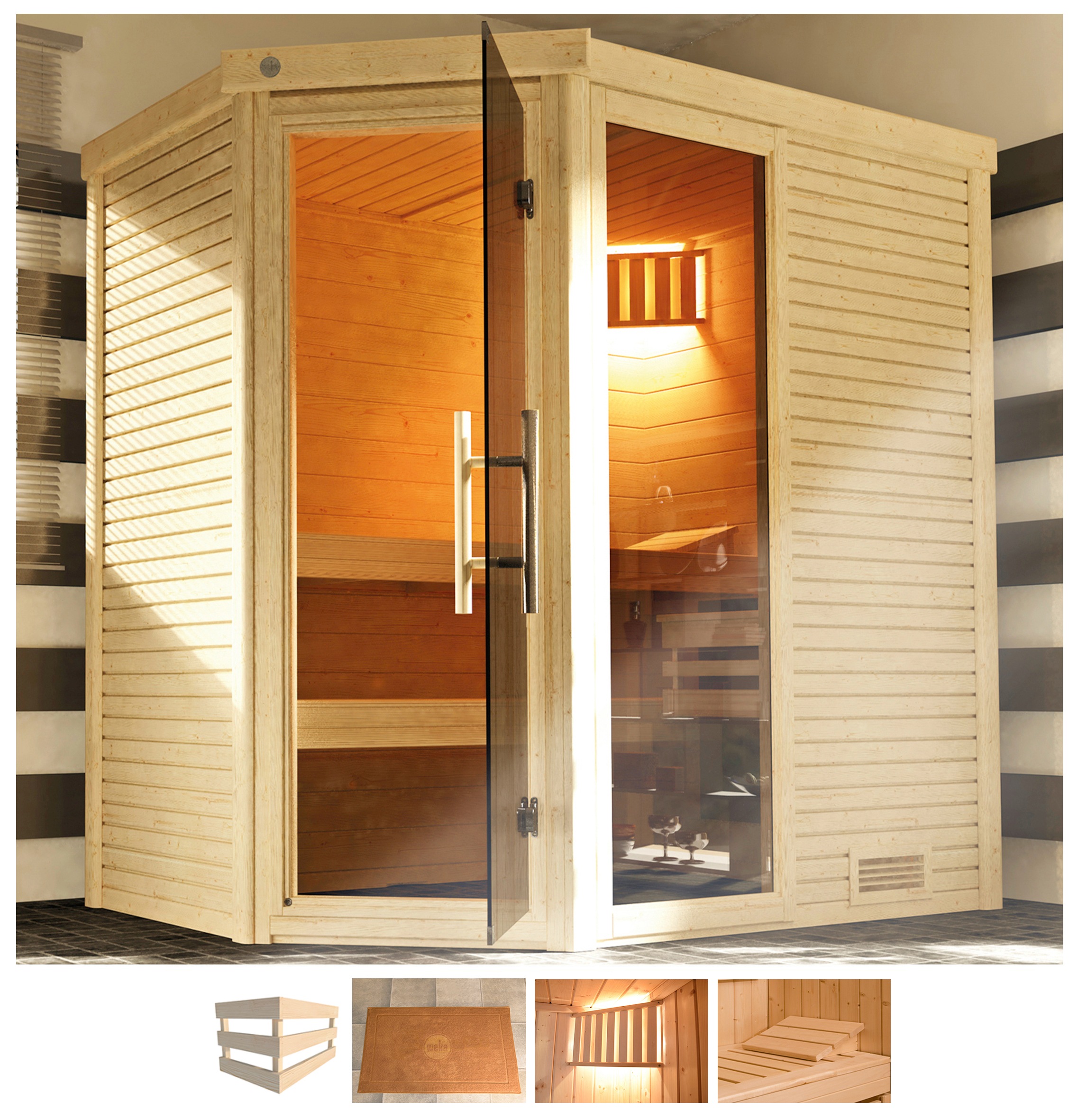 Sauna »Cubilis«, ohne Ofen, inkl. Aufbauservice