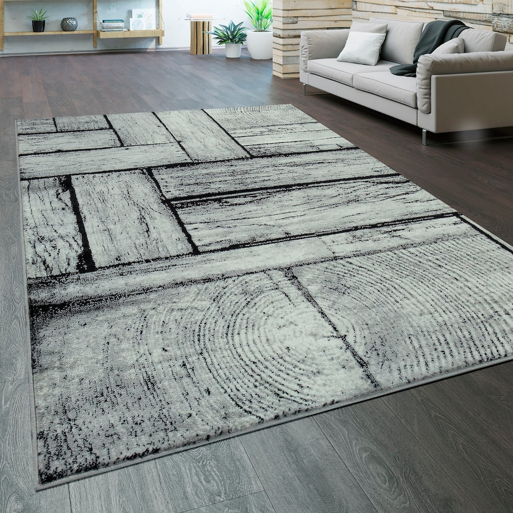 Paco Home Teppich »Sinai 079«, rechteckig, 13 mm Höhe, Kurzflor, Holzbretter Optik, ideal im Wohnzimmer & Schlafzimmer