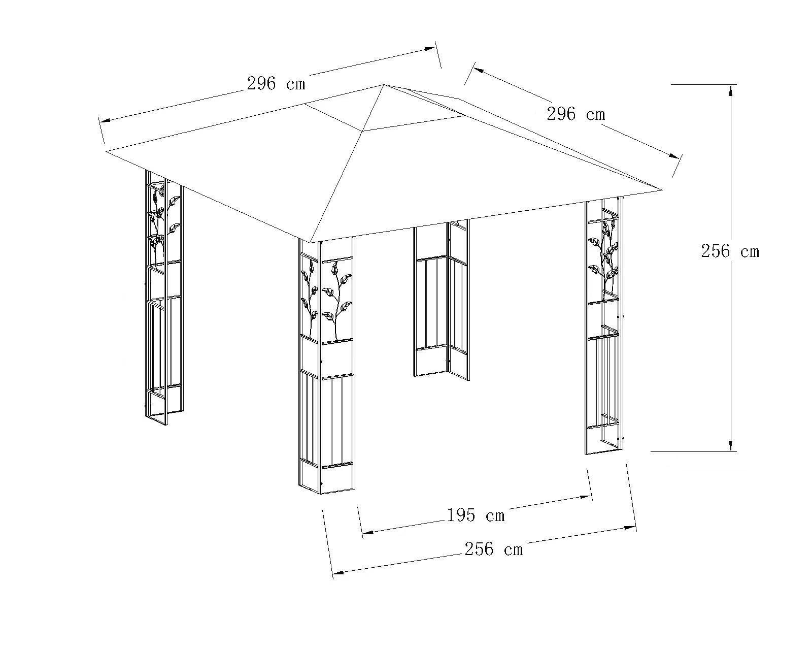 Livotion Pavillon, mit LED Beleuchtung, in Blätteroptik, in 300x300 und 300x400cm