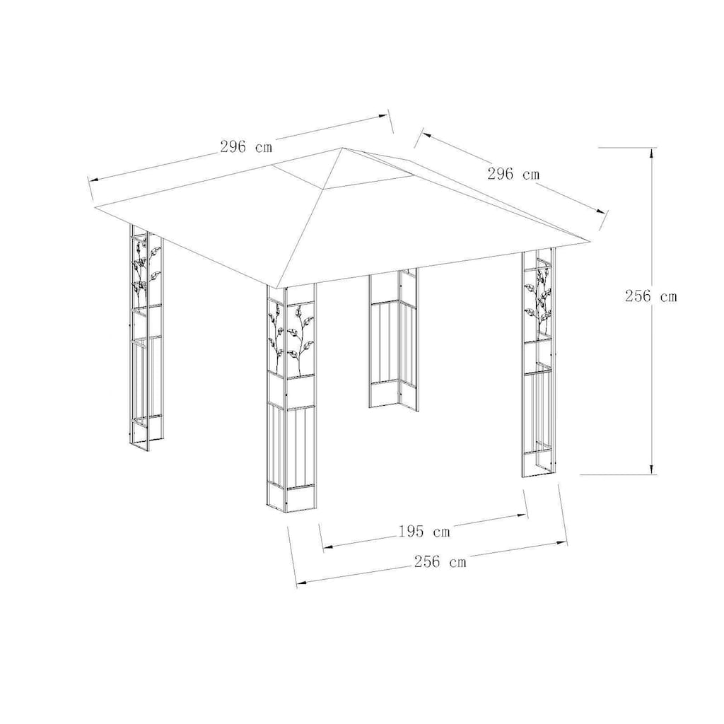 Livotion Pavillon, mit LED Beleuchtung, in Blätteroptik, in 300x300 und 300x400cm