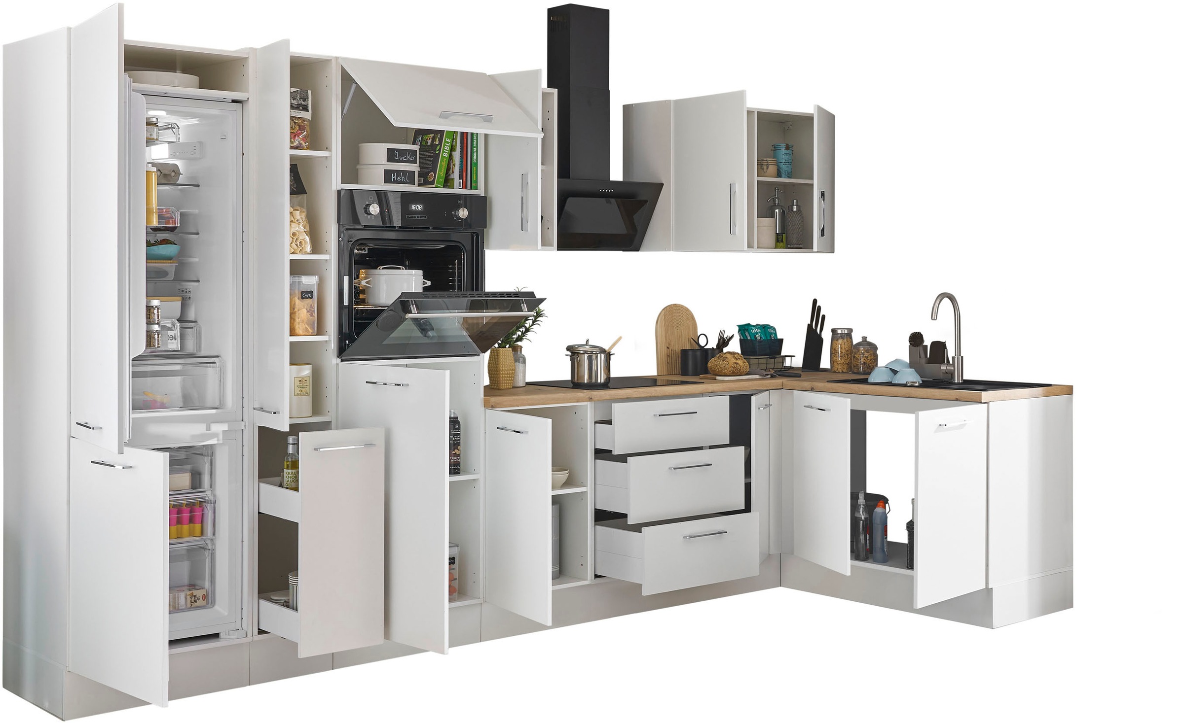 BASIC by Balculina Winkelküche »Turin«, Stellbreite 360x175 cm, wahlweise mit E-Geräten