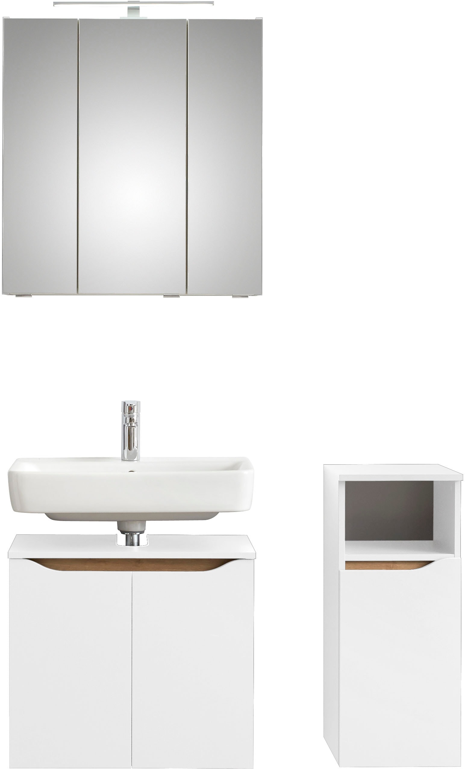 Saphir Badmöbel-Set »Quickset 3-teilig, Waschbeckenunterschrank mit LED-Spi günstig online kaufen