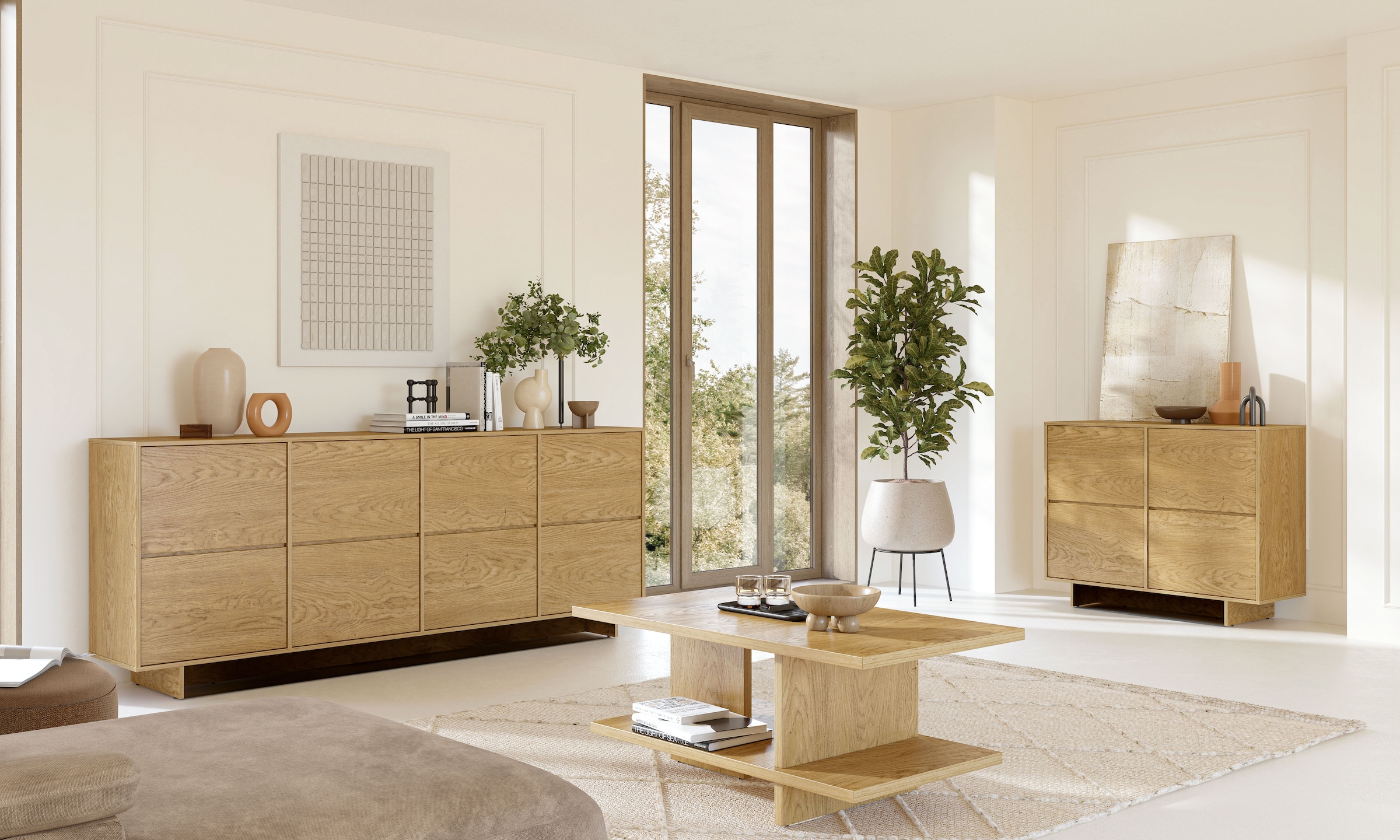 OTTO home Sideboard »Tatami, Stilvolle, moderne grifflose Kommode 4 Türen, Breite 220cm« Anrichte mit viel Stauraum, Böden verstellbar, push-to-open-Funktion