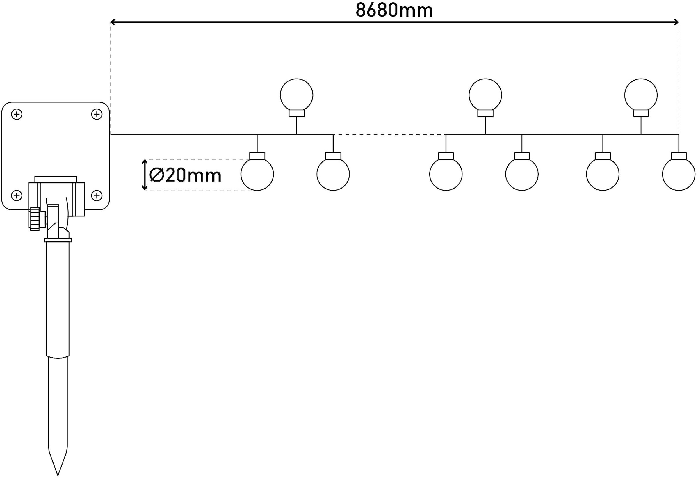 näve LED-Lichterkette »Becul«, 50 St.-flammig, Solar, 50 Leuchtkugeln, 8 Leuchtmodi per Fernbedienung inkl., Timer
