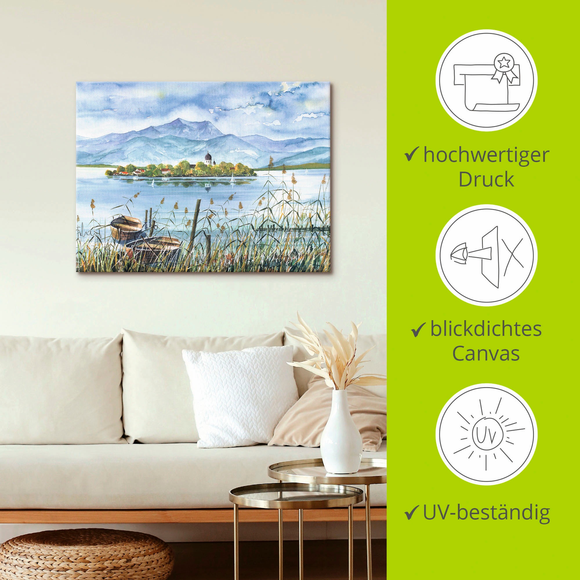 Artland Wandbild »Seeblick Herreninsel«, Gewässer, (1 St.), als Leinwandbild, Poster in verschied. Größen