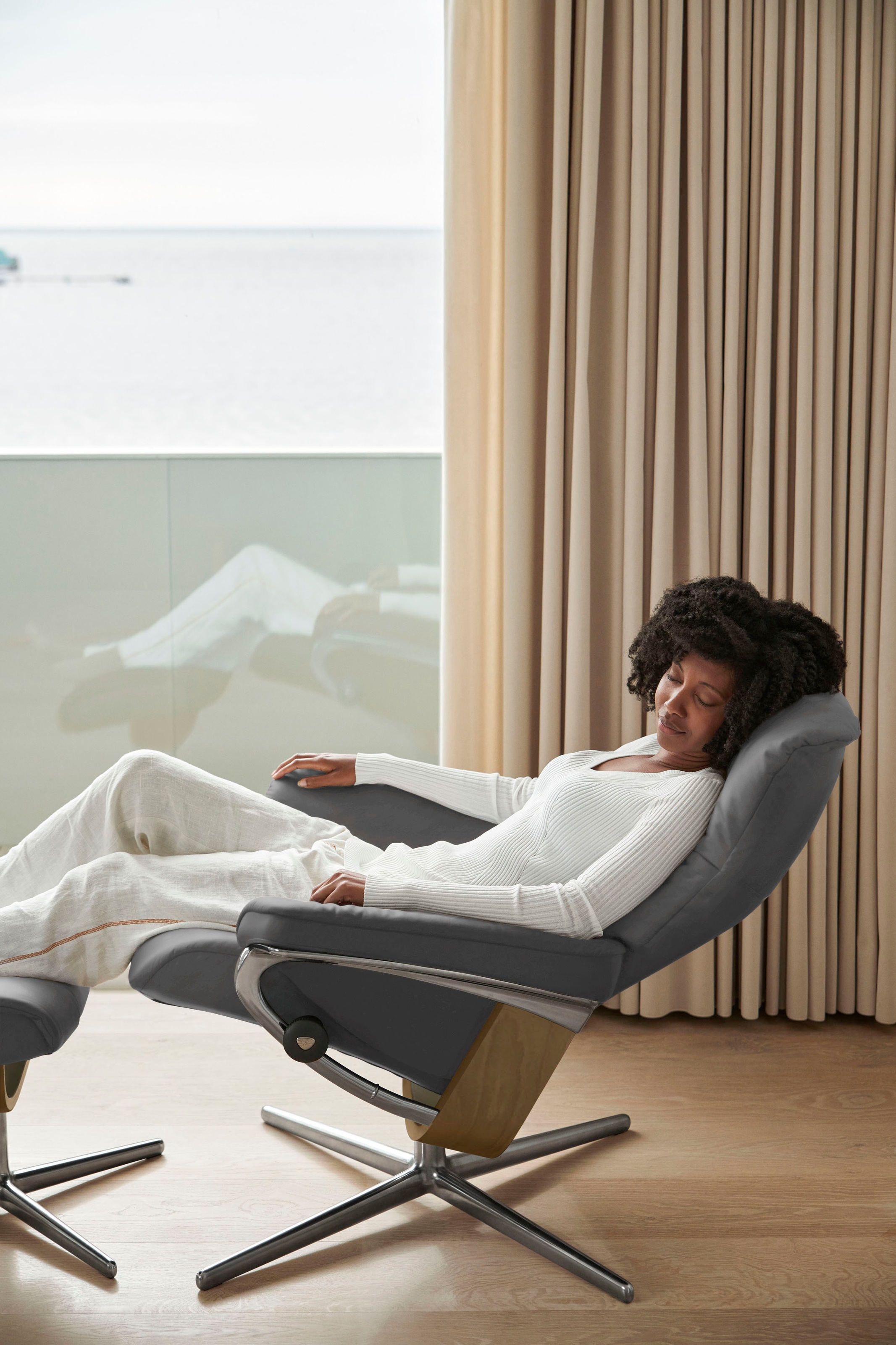 Stressless® Fußhocker »Mayfair«, mit Cross Base, Größe S, M & L, Holzakzent Eiche