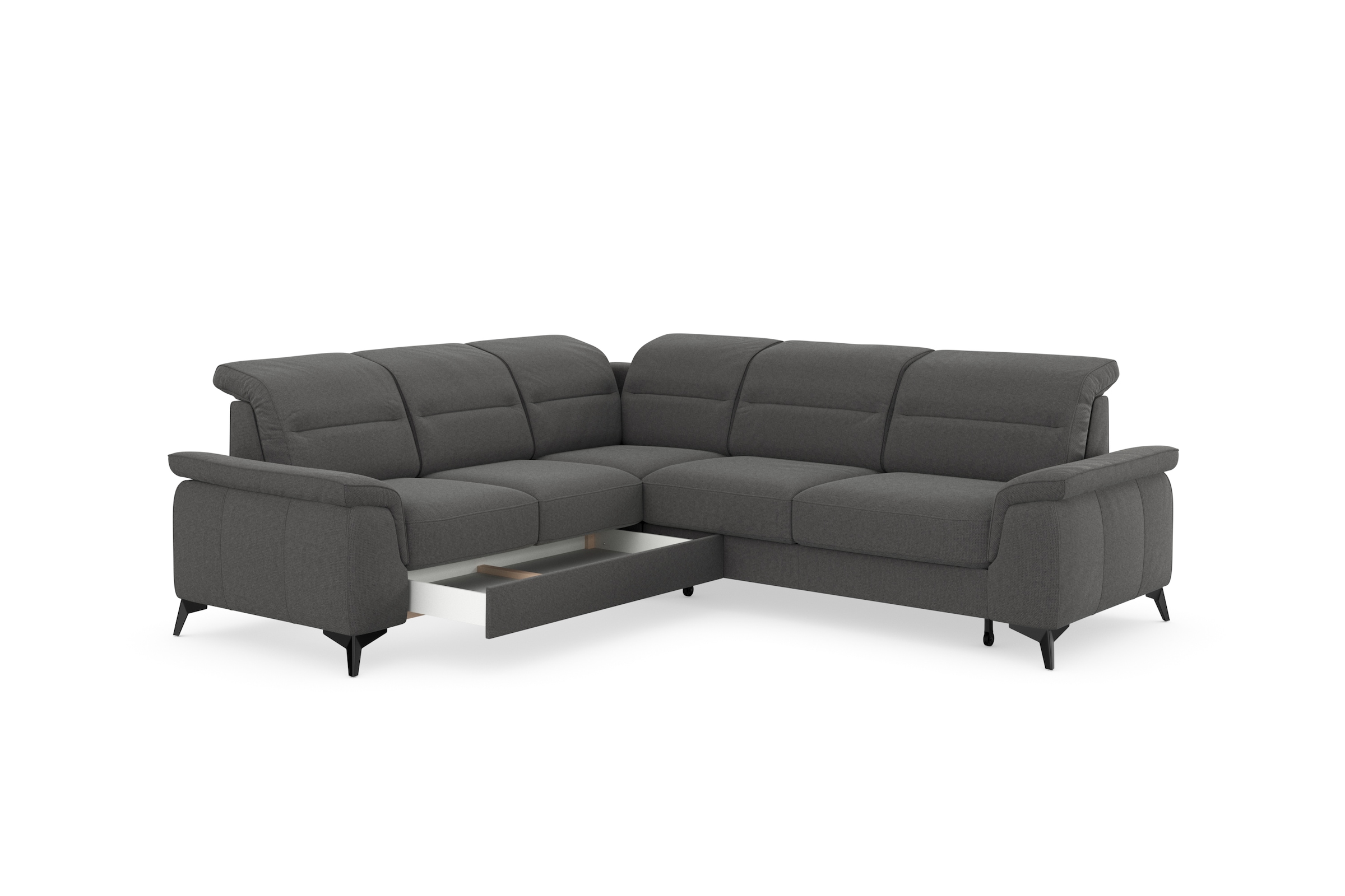 sit&more Ecksofa »Sinatra L-Form«, optinal mit Kopfteilverstellung und Armteilfunktion, Metallfüße