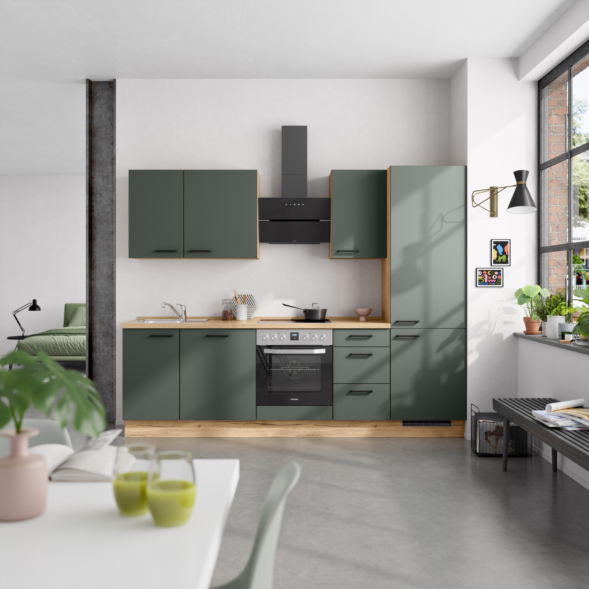 nobilia® Küchenzeile »"Easytouch II"« vormontiert, Ausrichtung wählbar, Breite 270 cm, wahlw. mit E-Geräten