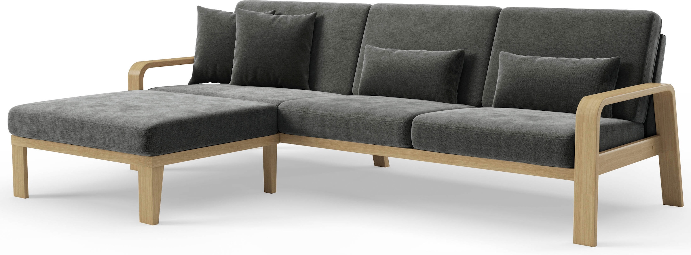 sit&more Ecksofa »Kolding L-Form«, Armlehnen aus Buchenholz in natur, verschiedene Bezüge und Farben