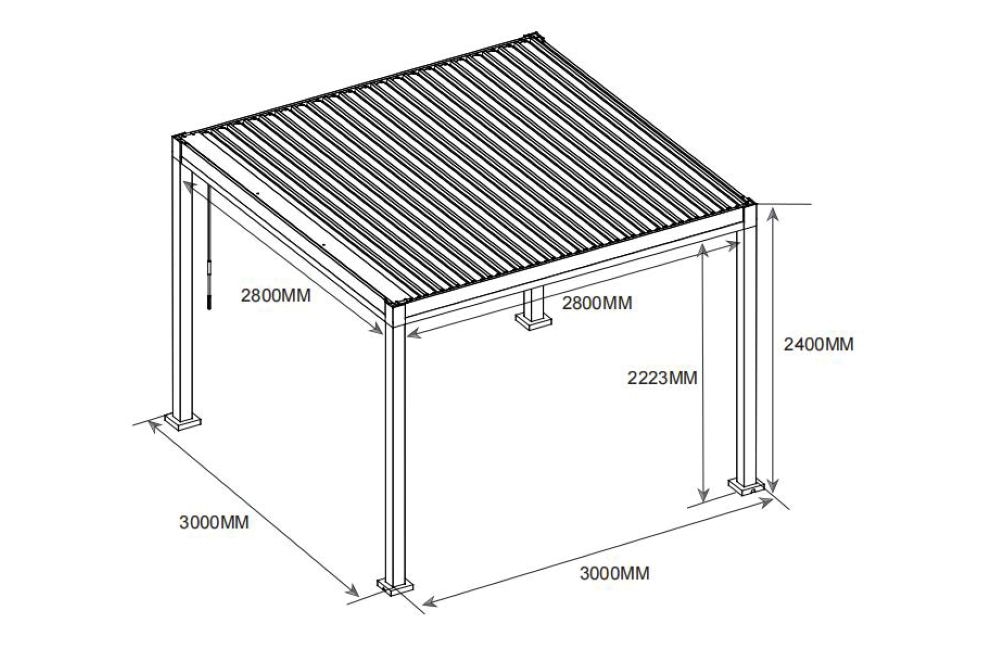 KONIFERA Pavillon »Pergola Alhambra, Terrassendach mit Aluminiumpfosten« 3x3 oder 3x4 m, holzfarben, 4 Seitenteile, verstellbare Dachlamellen