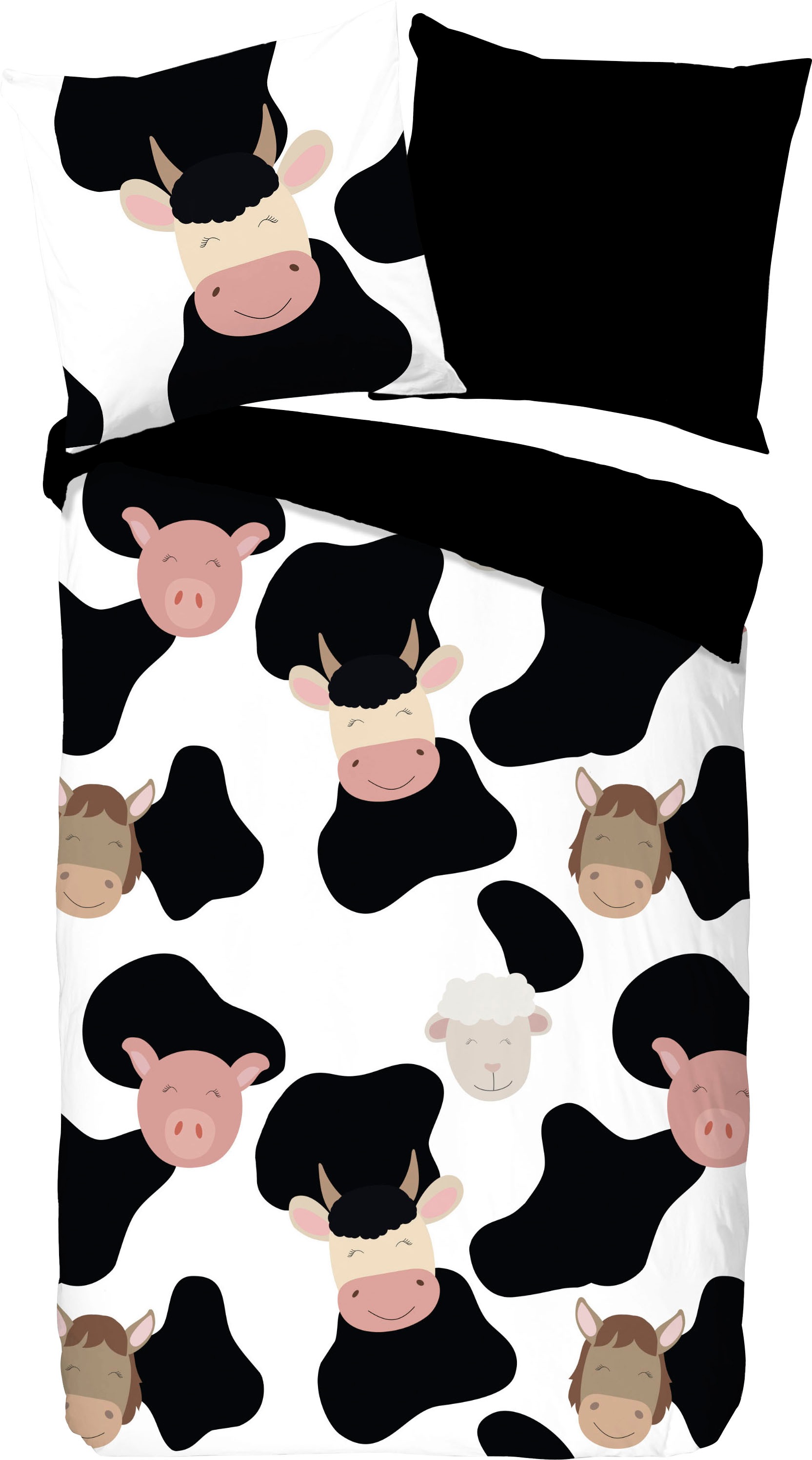 good morning Kinderbettwäsche »Marjolijn«, 100% Baumwolle, 135x200, Reißverschluss, Wendeoptik, Kind, Kuh