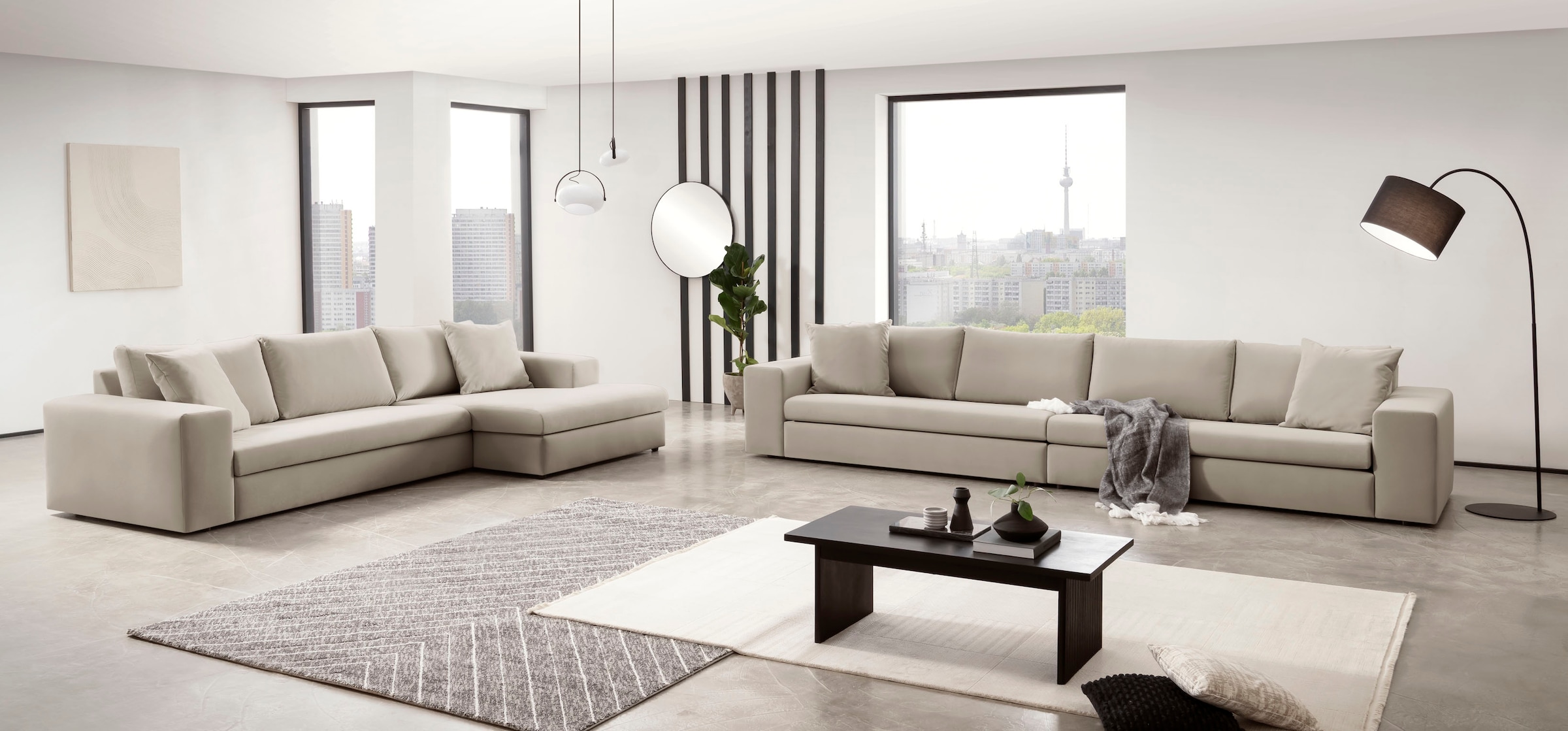 Home affaire Ecksofa »SLEETLAND XXL in Samtvelours oder Vintage-Leder-Optik, L-Form,« besonders groß und bequem