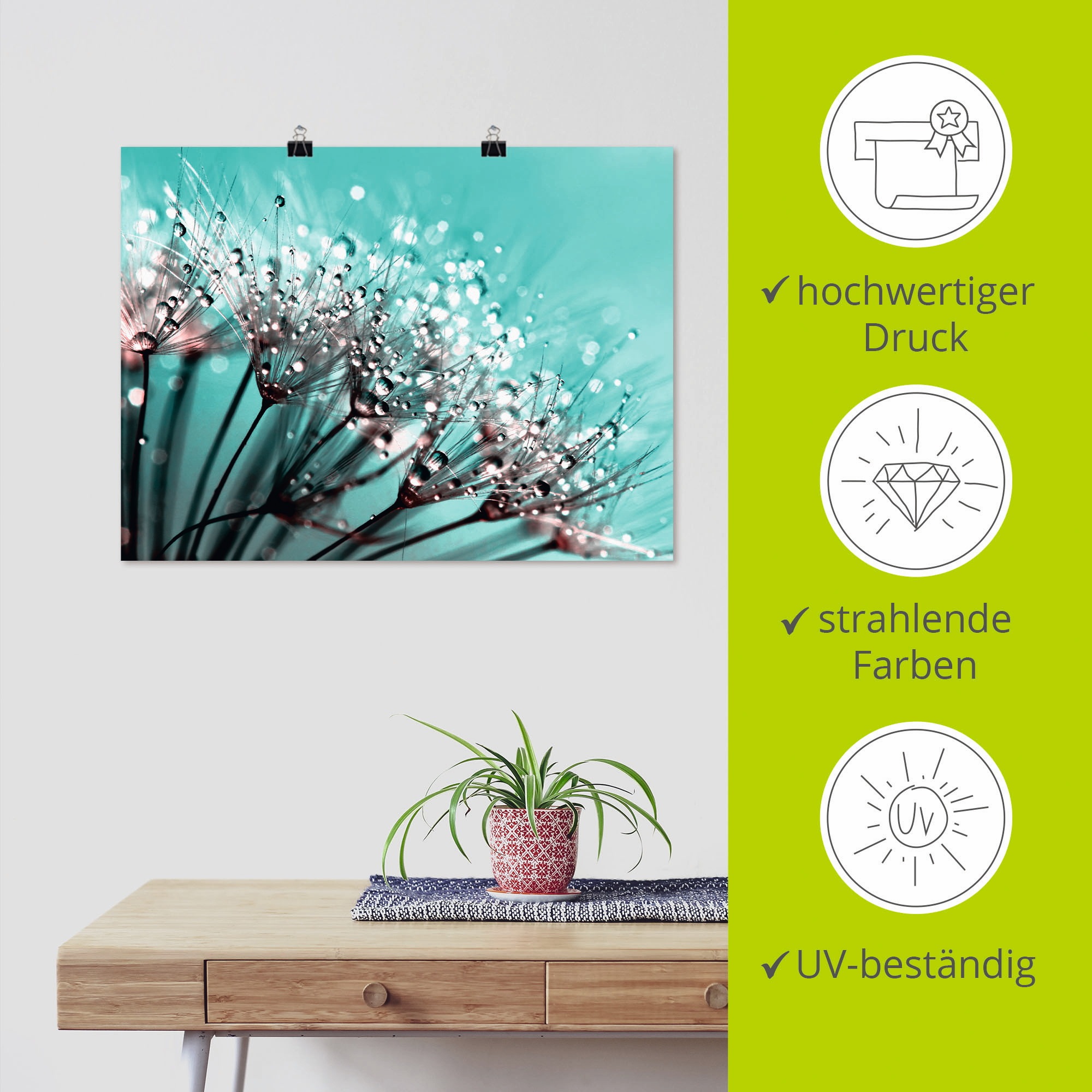 Artland Wandbild »Glitzernde Pusteblume I«, Blumen, (1 St.), als Leinwandbild, Poster in verschied. Größen