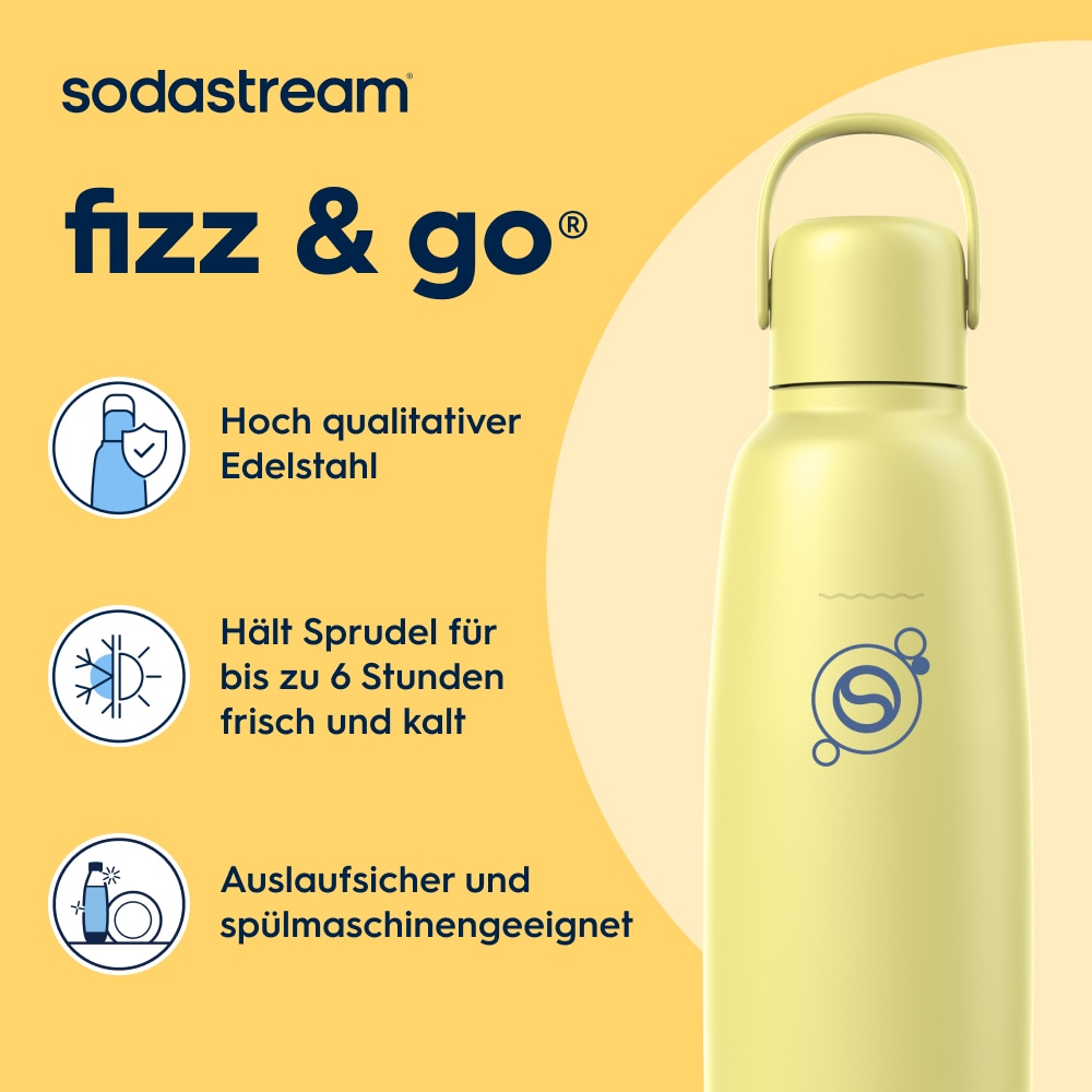SodaStream Thermoflasche »Metallflasche Fizz&go COOL DWS, 0,9 l, Trinkflasche« kompatibel mit SodaStream DUO, E-DUO, TERRA, ART & ENSO Wassersprudler