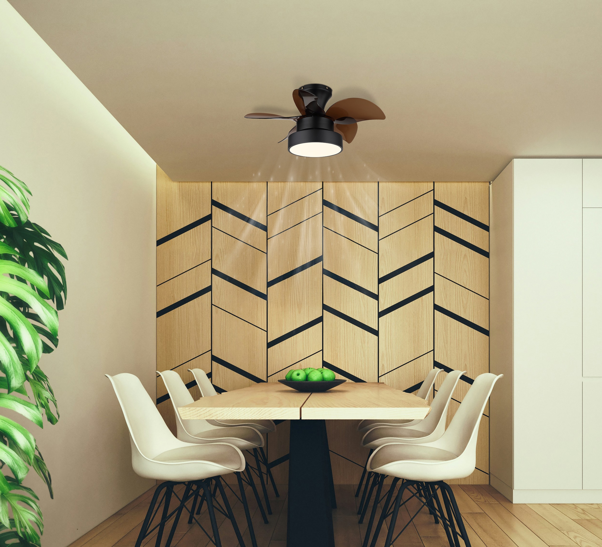 GLOBO LIGHTING Deckenleuchte »KARI« LED-Modul 1 Stk. warmweiß - kaltweiß Ventilator kühlen-heizen holzoptik braun CCT 3000/4500/6000K elegant