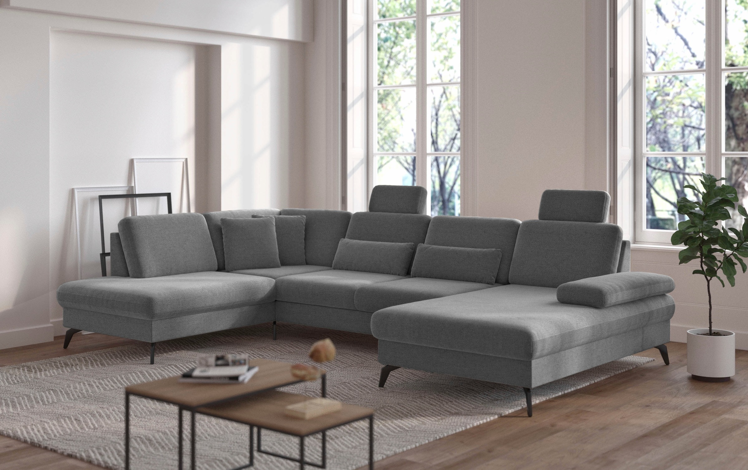 sit&more Wohnlandschaft »Morris U-Form, inkl. Sitztiefenverstellung«, wahlweise mit Armteilverstellung, Bettfunktion & Bettkasten
