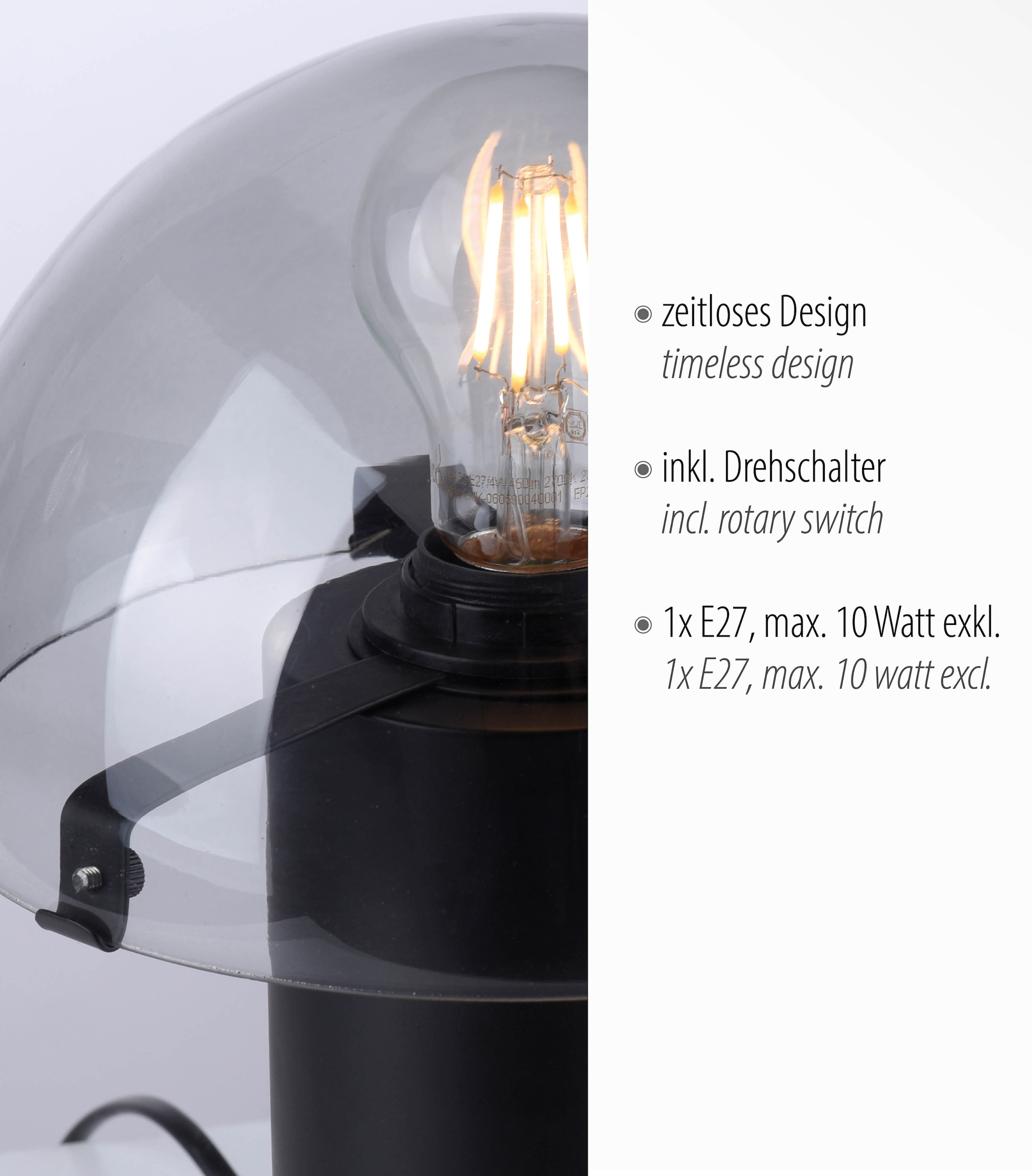 andas Pilzlampe Drehschalter, online Tischleuchte skandinavisch E27, kaufen »Skickja«, Tischlampe
