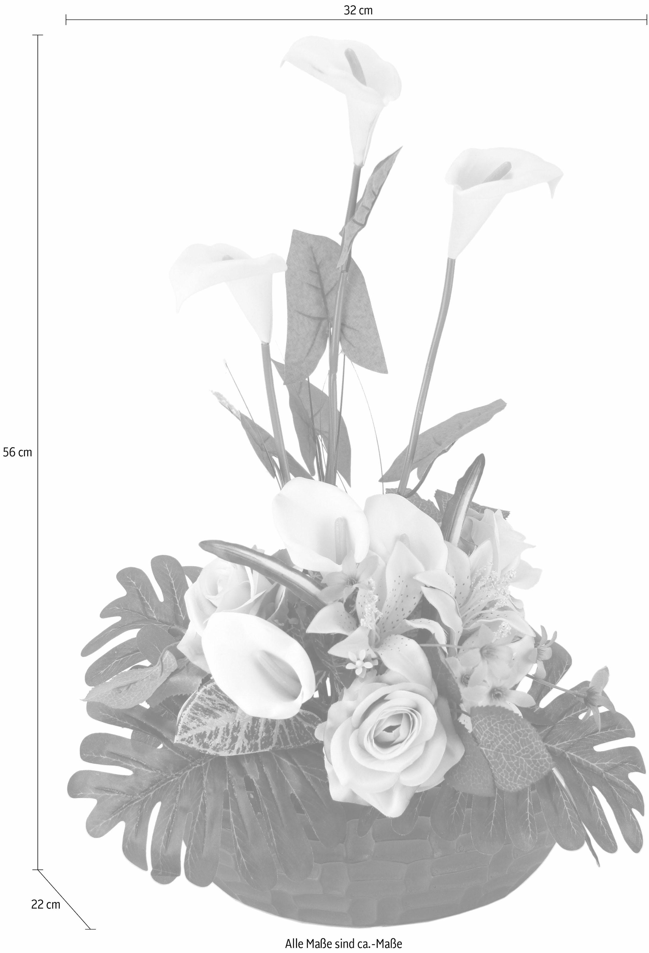 I.GE.A. Kunstpflanze »Arrangement Calla/Blüten 56/33 cm«