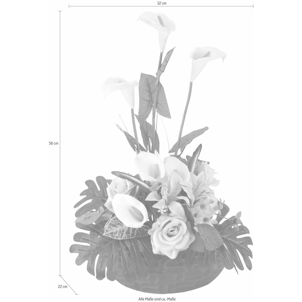 I.GE.A. Kunstpflanze »Arrangement Calla/Blüten 56/33 cm«