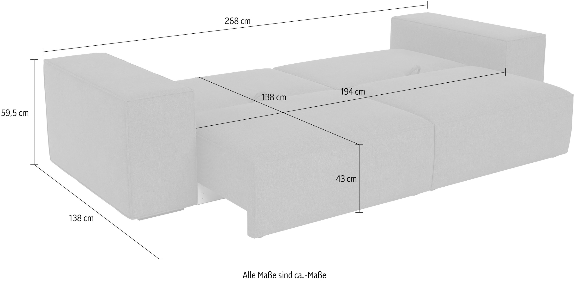 Trends by HG Big-Sofa »CONOR« Schlaffunktion + Bettkasten