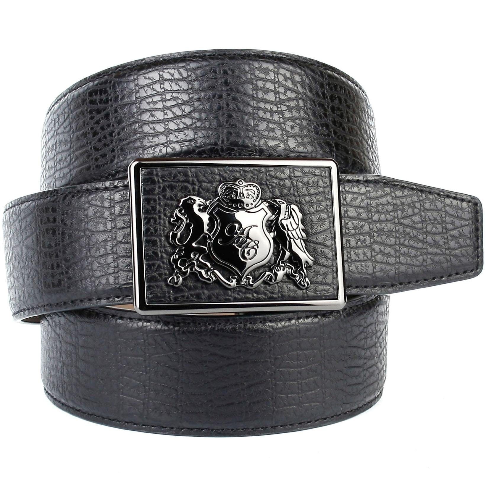 Ledergürtel, Anthoni Anthoni Crown Crown am Rand mit Wappen, Lochmuster