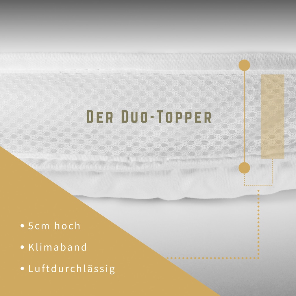 Jekatex Topper »Duo Premium 5 Sterne«, (1 St.), Topper aus einer weichen leichten nachhaltiger Faser gefüllt und mit 3D-Kllimaband im Bezug & langlebig & allergikerfreundlich