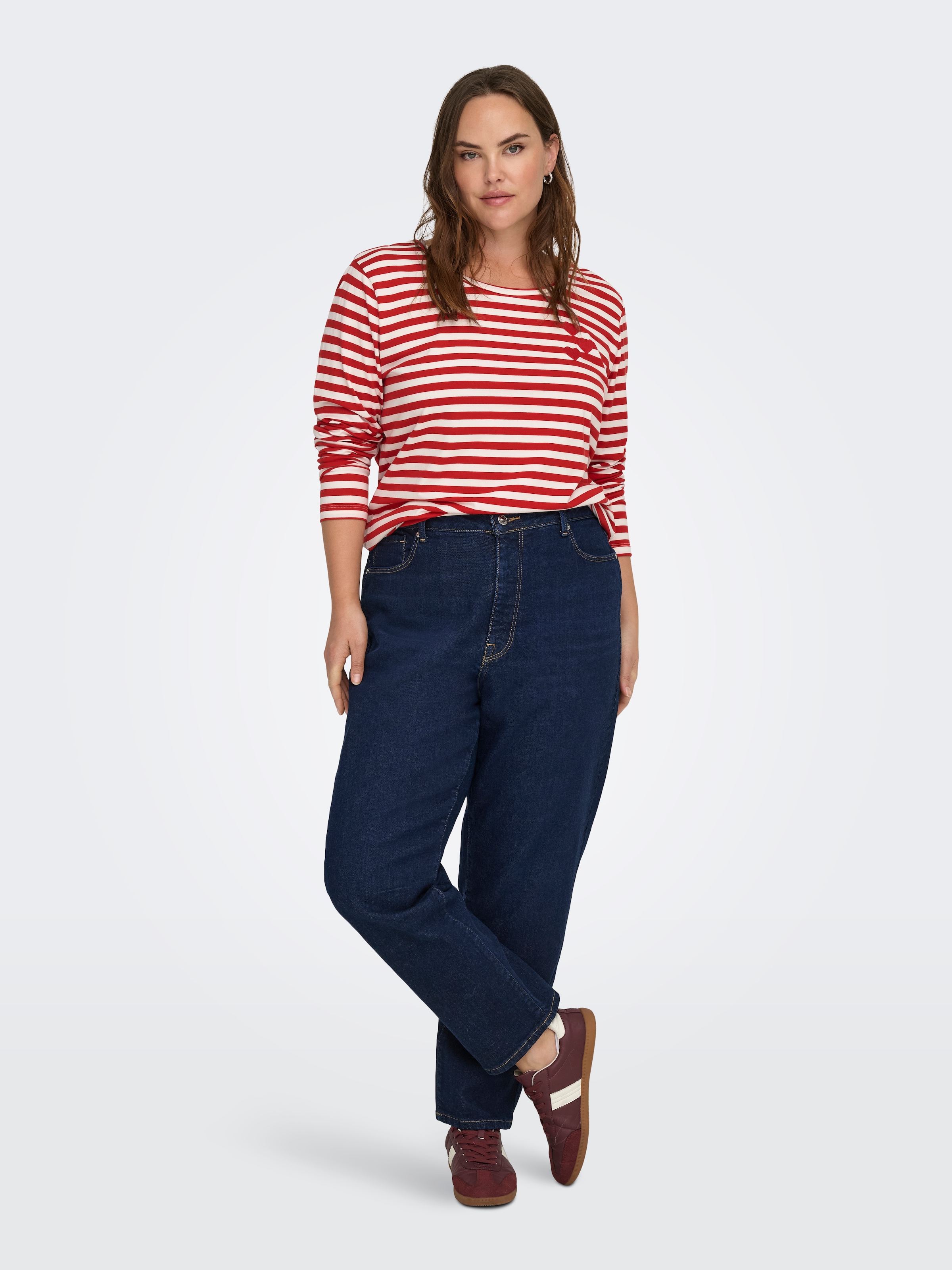 ONLY CARMAKOMA Langarmshirt »CARBODIL L/S O-NECK BLOUSE JRS« Materialmix, slim fit