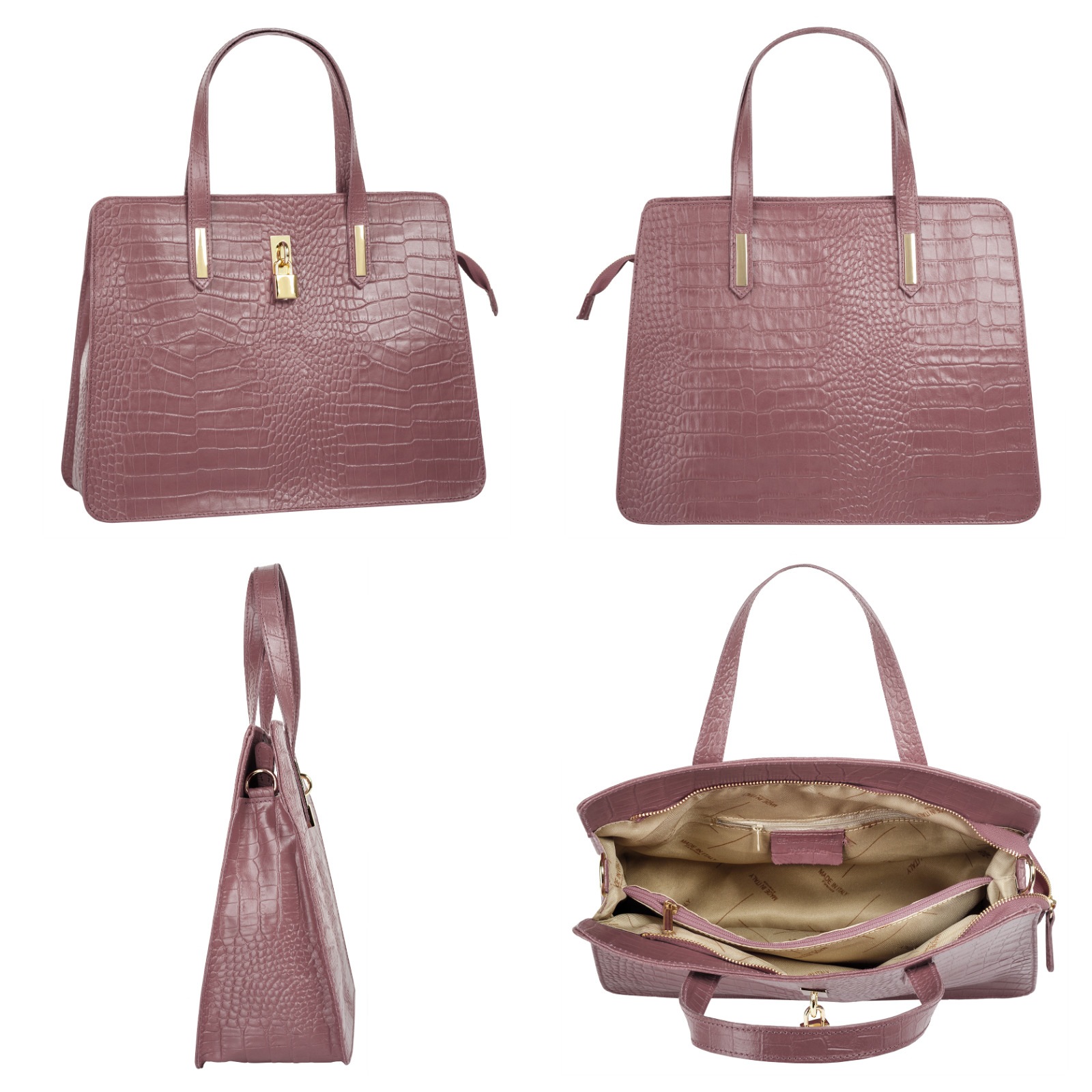 Cluty Henkeltasche, echt Leder, Made in Italy