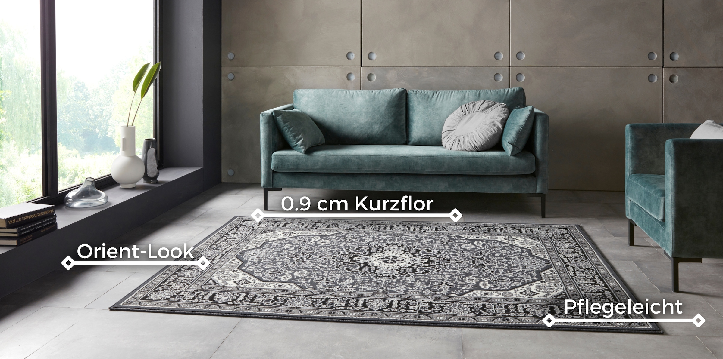 NOURISTAN Teppich »Skazar Isfahan«, rechteckig, 9 mm Höhe, Kurzflor, Orient, Läufer, Vintage, Esszimmer, Wohnzimmer, Flur