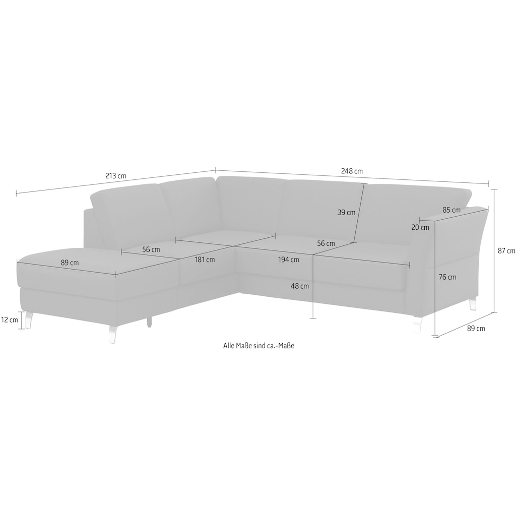 sit&more Ecksofa »Visby«, Wahlweise mit Bettfunktion und Stauraum, frei im Raum stellbar