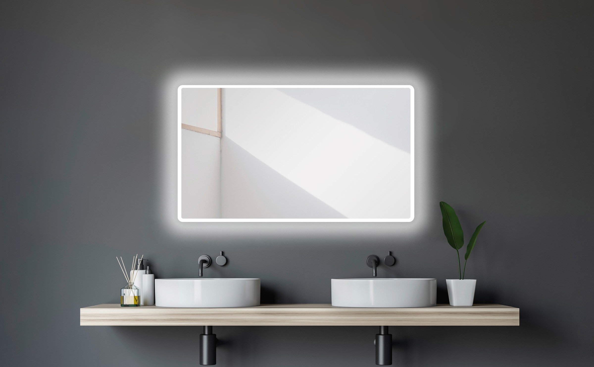 Talos Badspiegel »Talos Black Moon«, 80 x 60 cm, Design Lichtspiegel