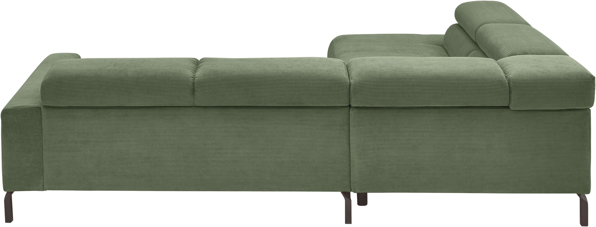 Places of Style Ecksofa »Antonelli, L-Form, inkl. Kopfteilverstellung, Breite 276 cm«, ohne Sitztiefenverstellung, in Feincord, oliv