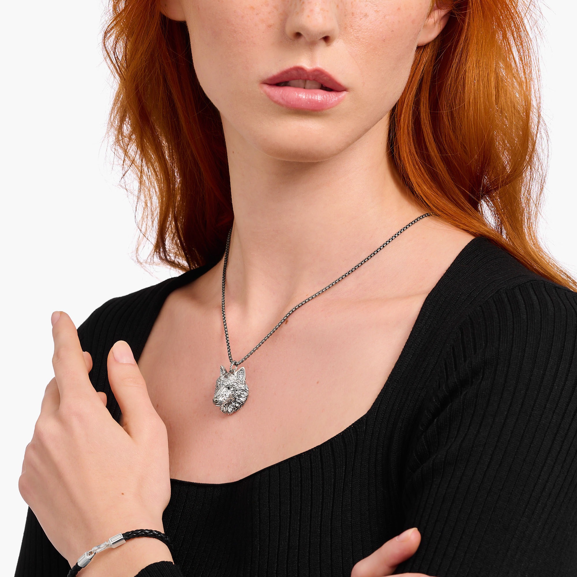 THOMAS SABO Kettenanhänger »Wolfs-Gesicht-Optik«  mit Zirkonia (synth.)