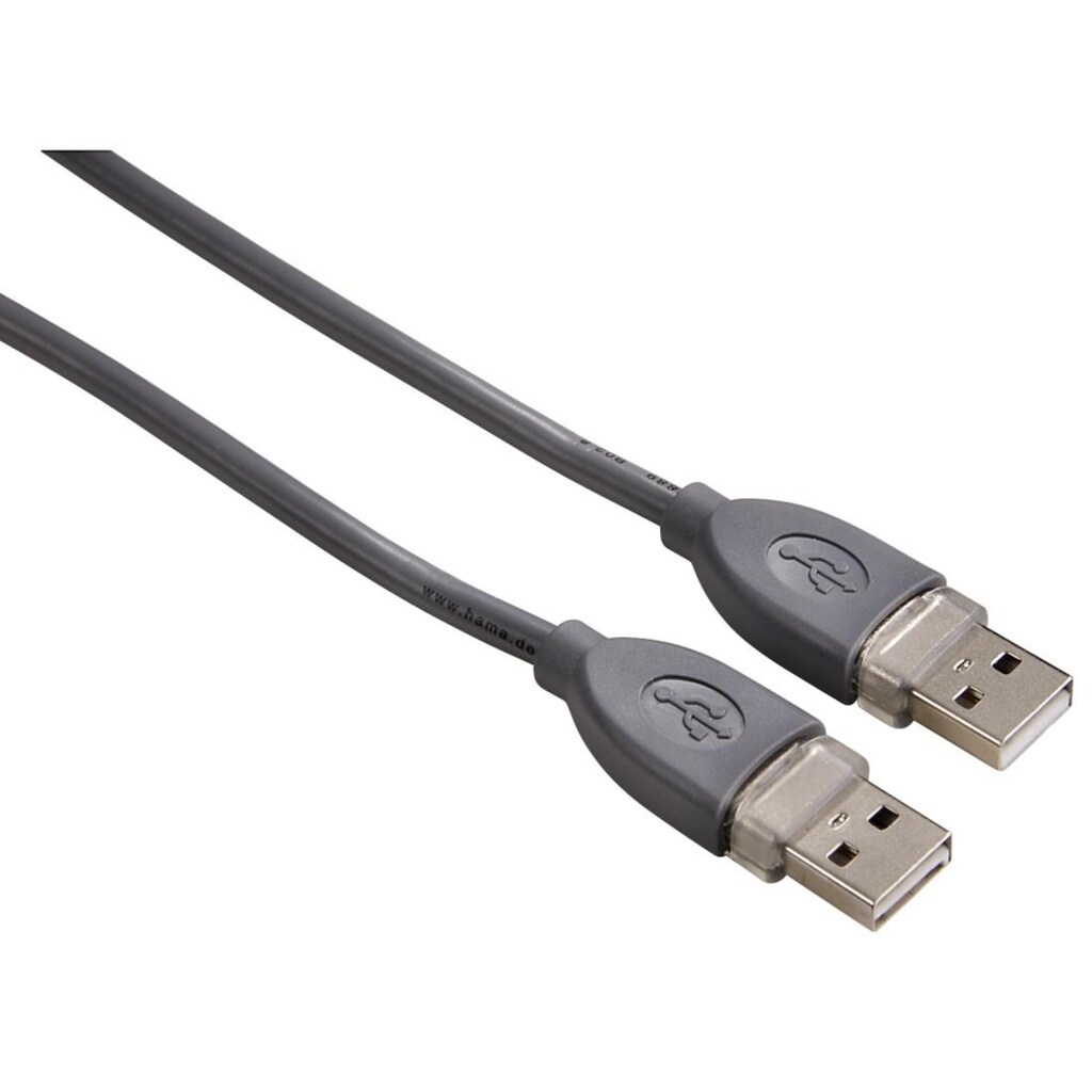 Hama USB-Kabel »USB-2.0-Kabel (A-A), geschirmt, 1,80 m, Grau«, USB Typ A, 180 cm