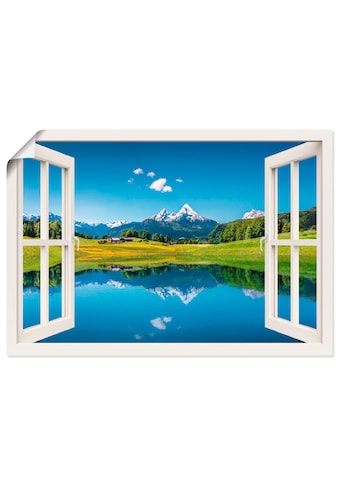 Artland Wandbild »Fensterblick Alpen und Bergsee«, Berge, (1 St.), in vielen Größen &... kaufen