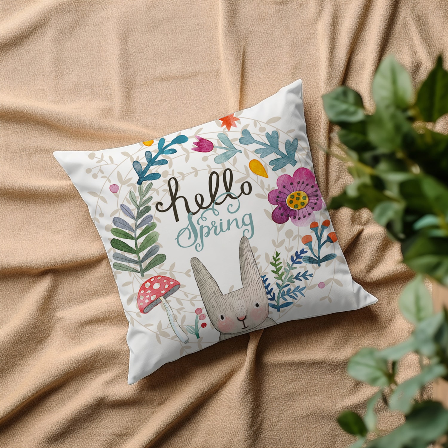 queence Dekokissen »Willow«, Kissenhülle,Hello Spring,Hase,Ostern,Frühlingsmotiv,Niedlich