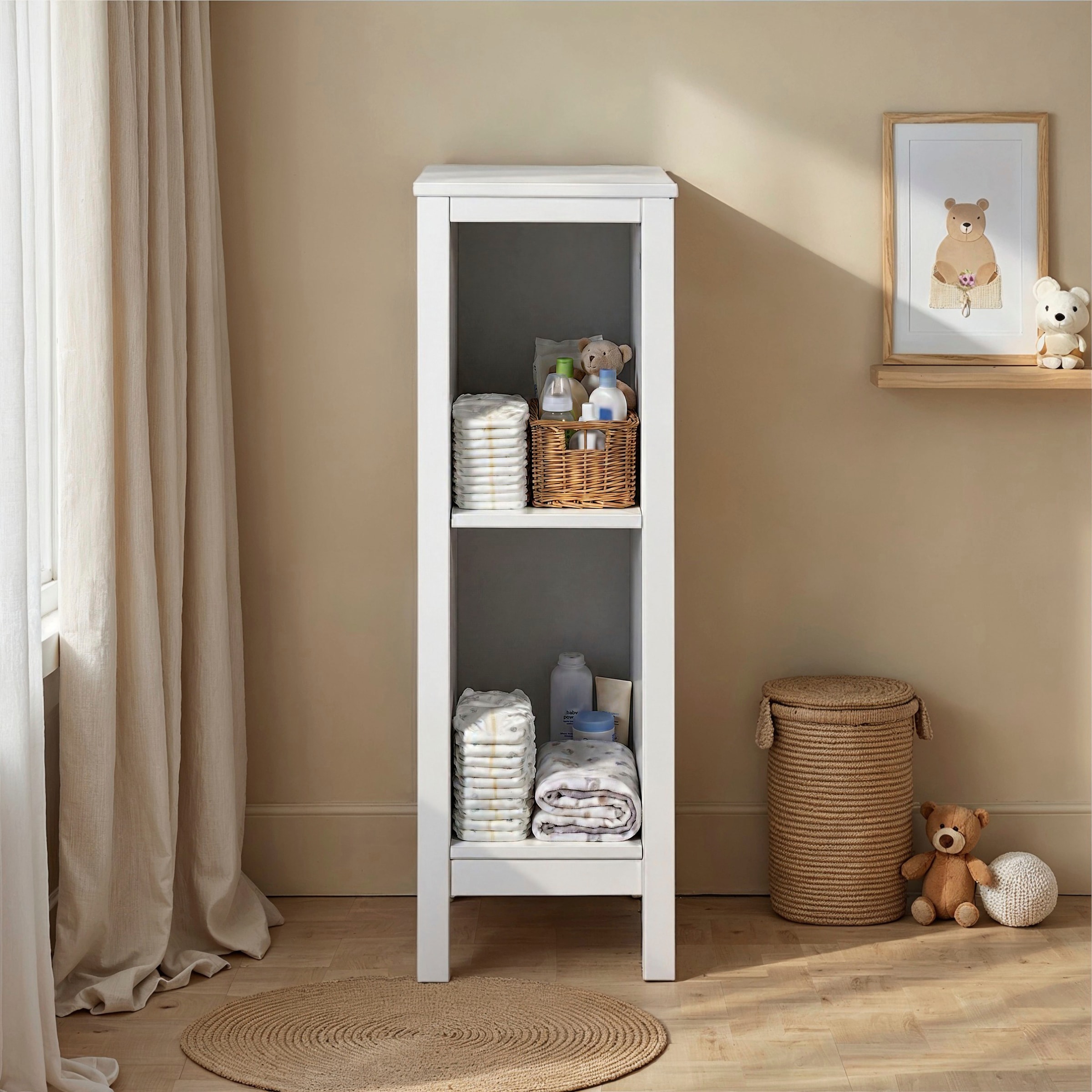 Inter Link Wickelkommode »Pinora, Kiefer Massivholz Weiss, 3 Schubladen, 85 x 82 x 108 cm« Mit Wickelaufsatz, inkl. 2 Regale, moderner Skandi Look 85 cm