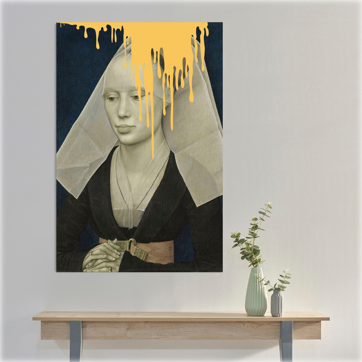 queence Acrylglasbild »Nonne mit Farbklecks«, Kunst-Gemälde-Frau-Bilder von günstig online kaufen